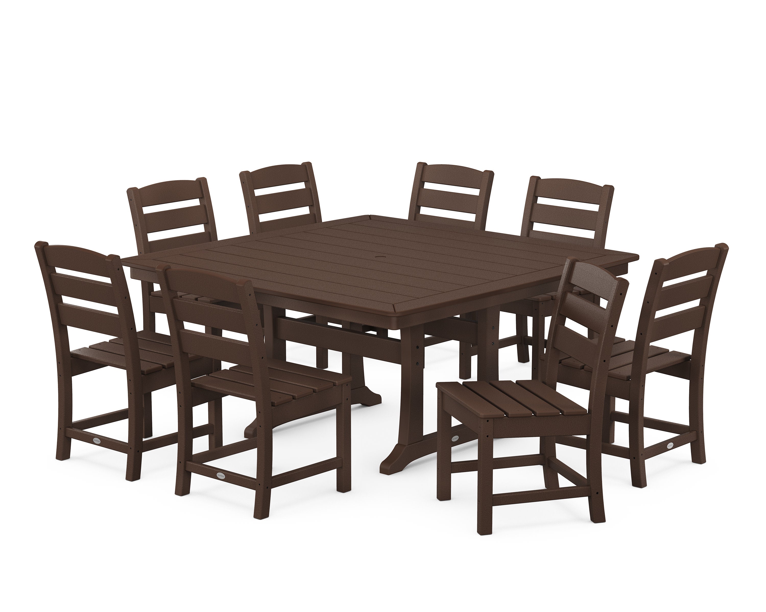 Lakeside 9-Piece Nautical Trestle Dining Set in Mahogany