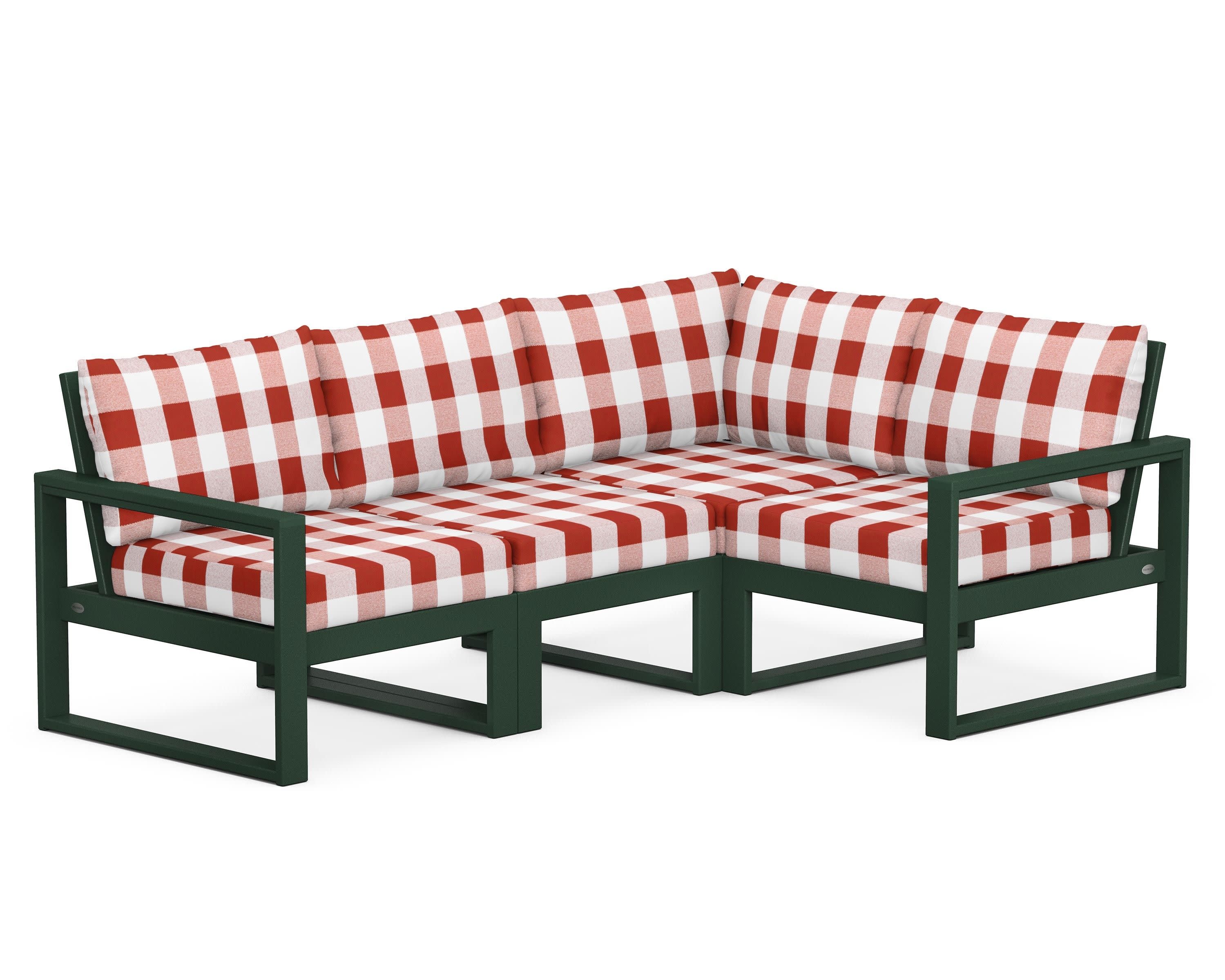 EDGE 4-Piece Modular Deep Seating Set in Green / Buffalo Plaid Crimson