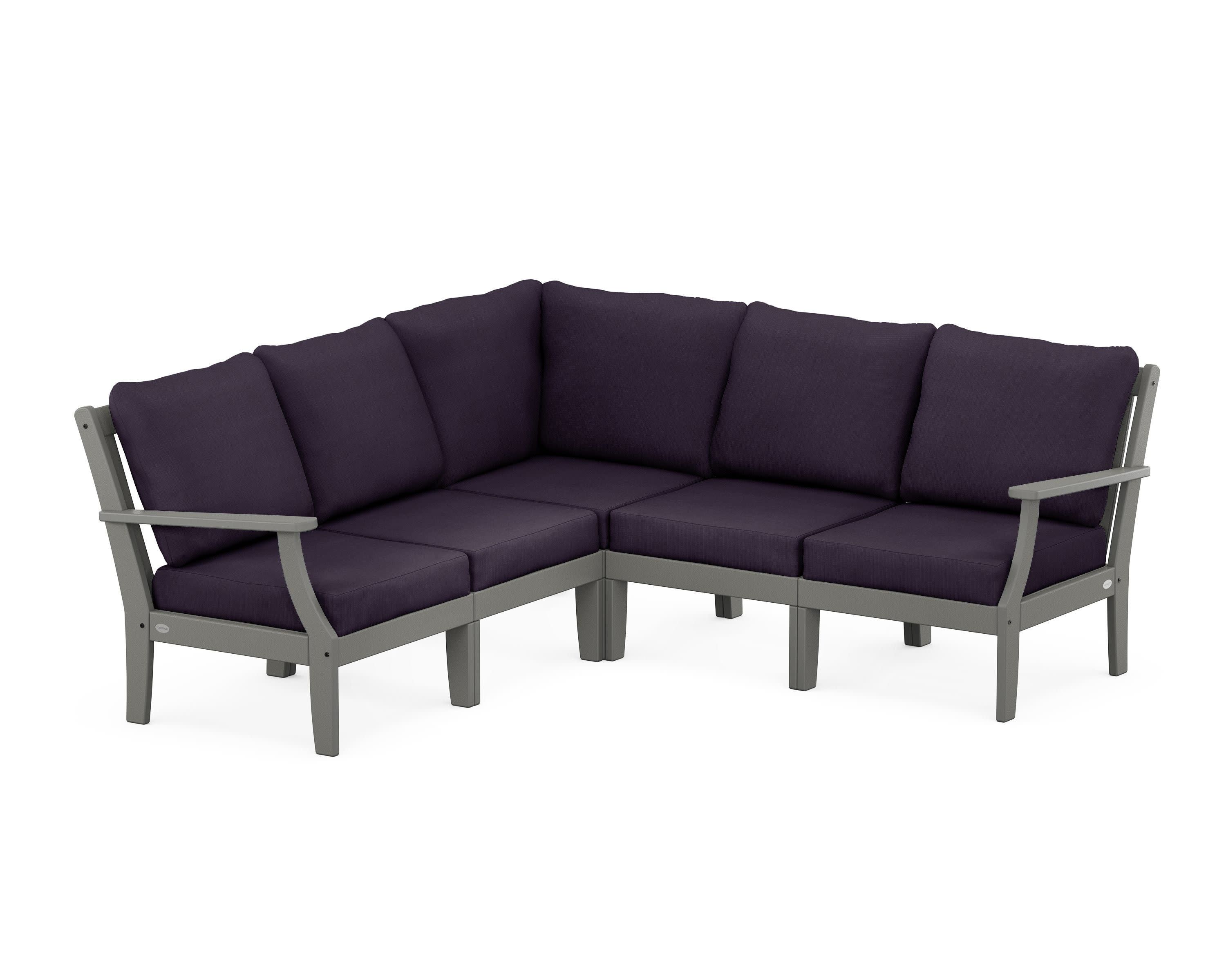 Braxton Modular 5-Piece Deep Seating Set in Slate Grey / Navy Linen