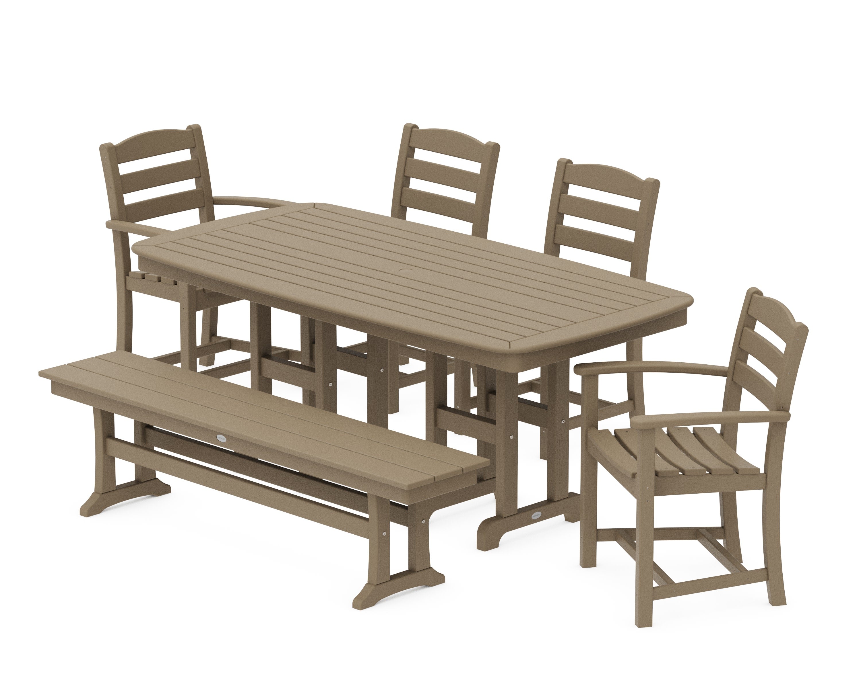 La Casa Caf 6-Piece Dining Set with Bench in Vintage Sahara