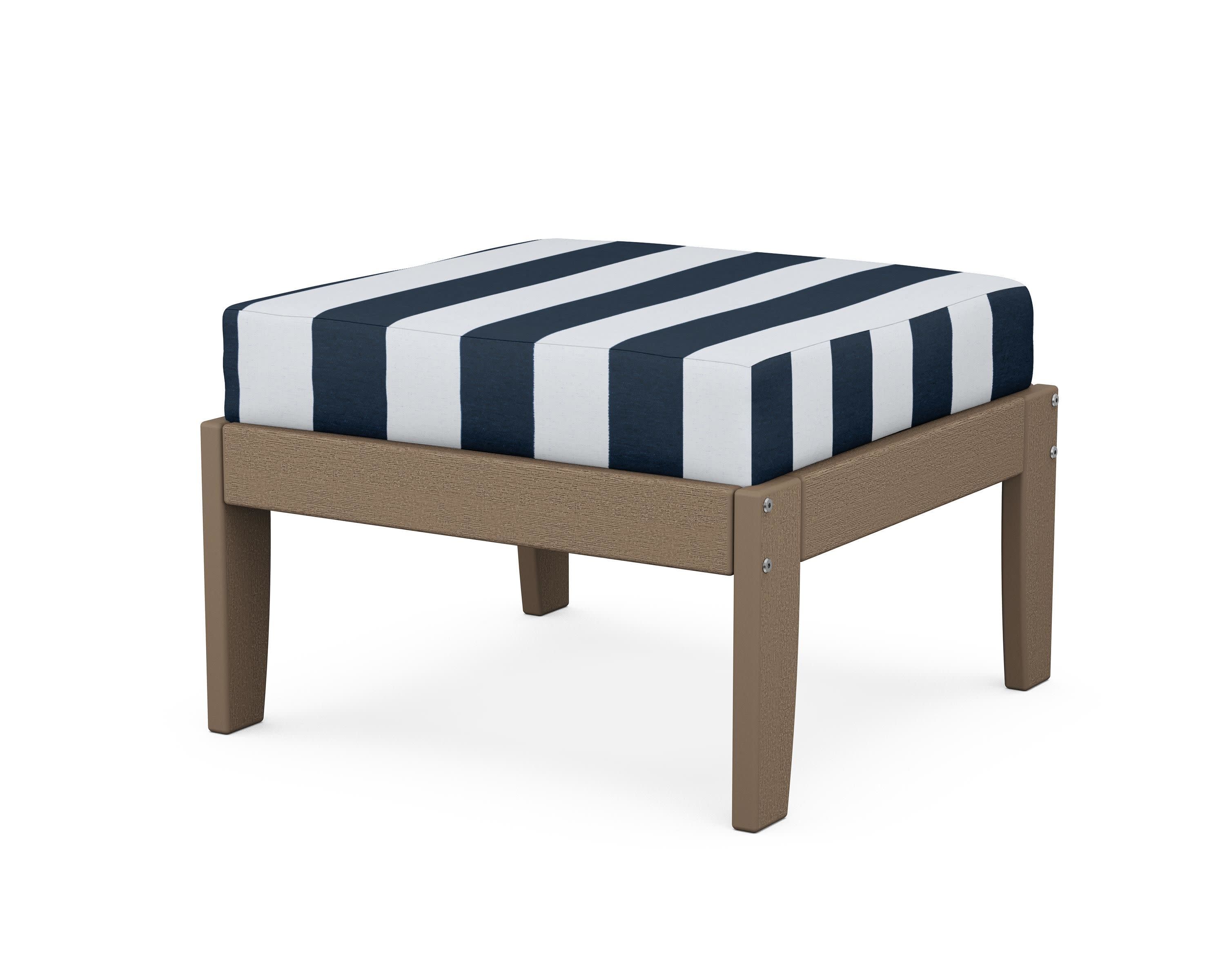 Modular Ottoman - Classic in Vintage Sahara / Cabana Stripe Marine Indigo
