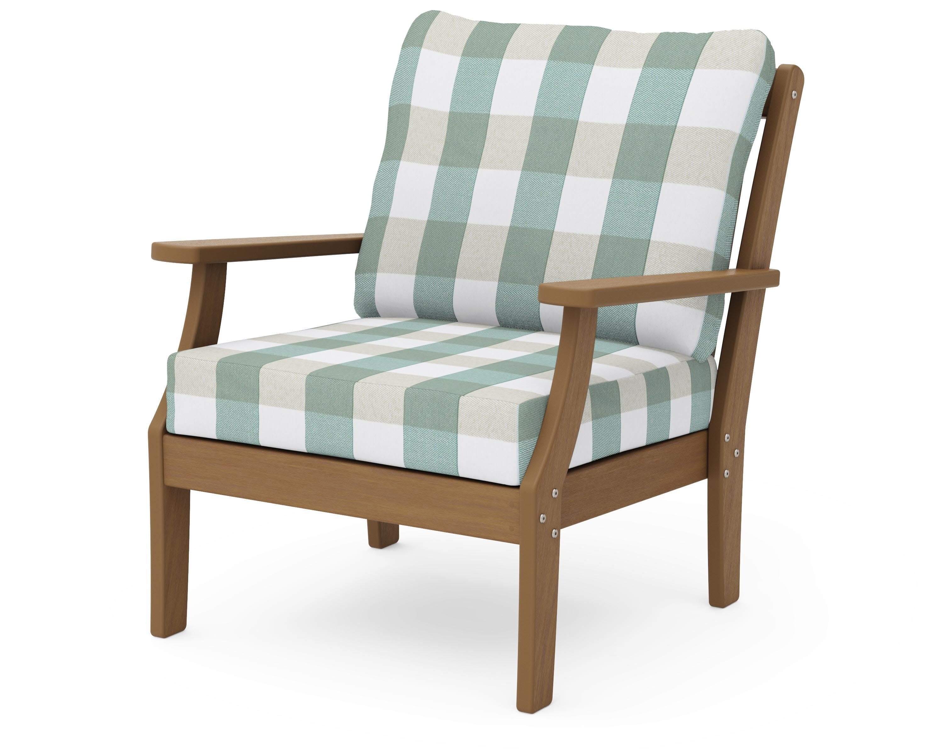 Braxton Deep Seating Chair in Natural / Buffalo Plaid Glacier Spa
