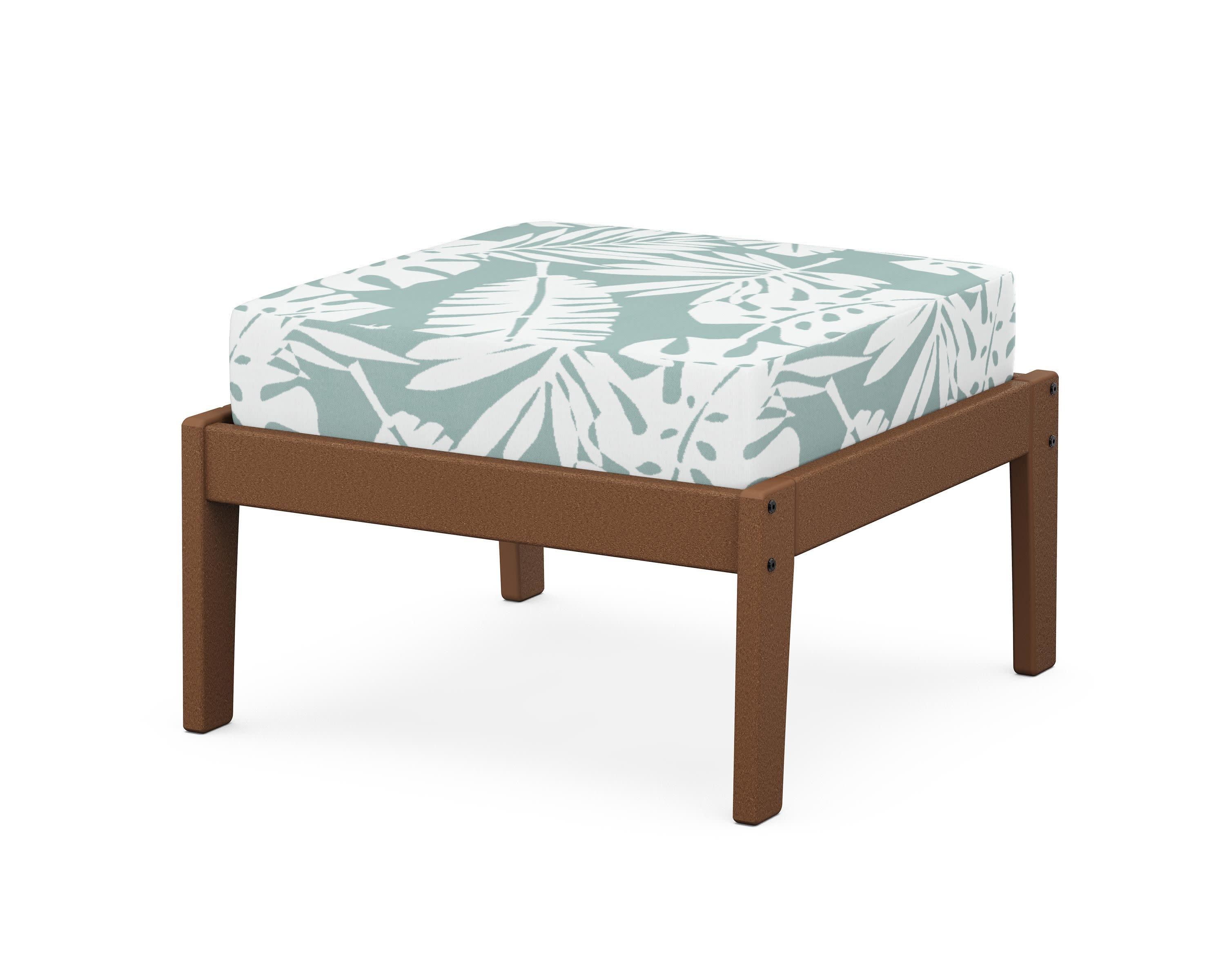 Deep Seating Ottoman in Teak / Leaf Glacier Spa
