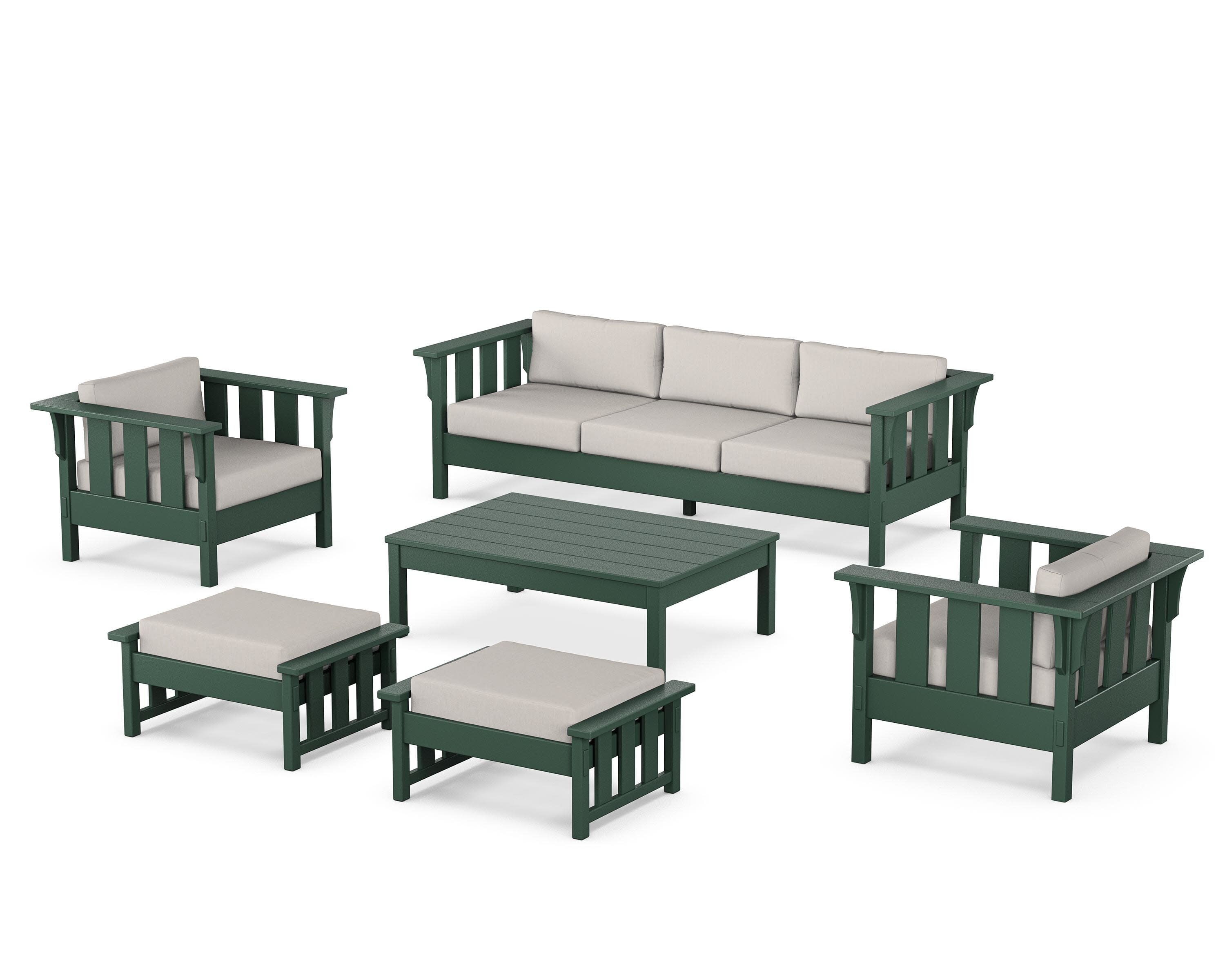 Acadia 6-Piece Lounge Sofa Set in Green / Cast Ash