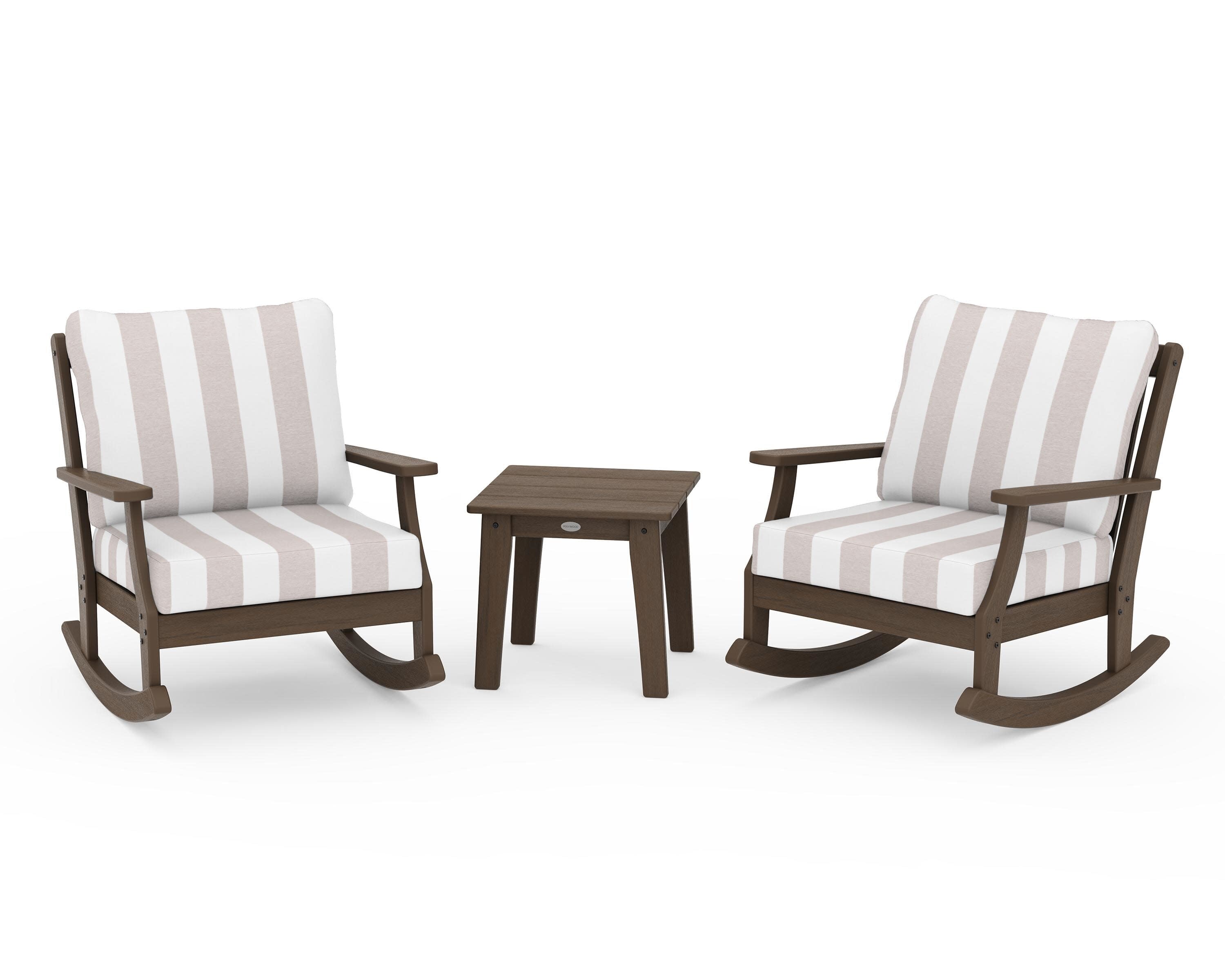 Braxton 3-Piece Deep Seating Rocker Set in Kona / Cabana Stripe Dune Burlap