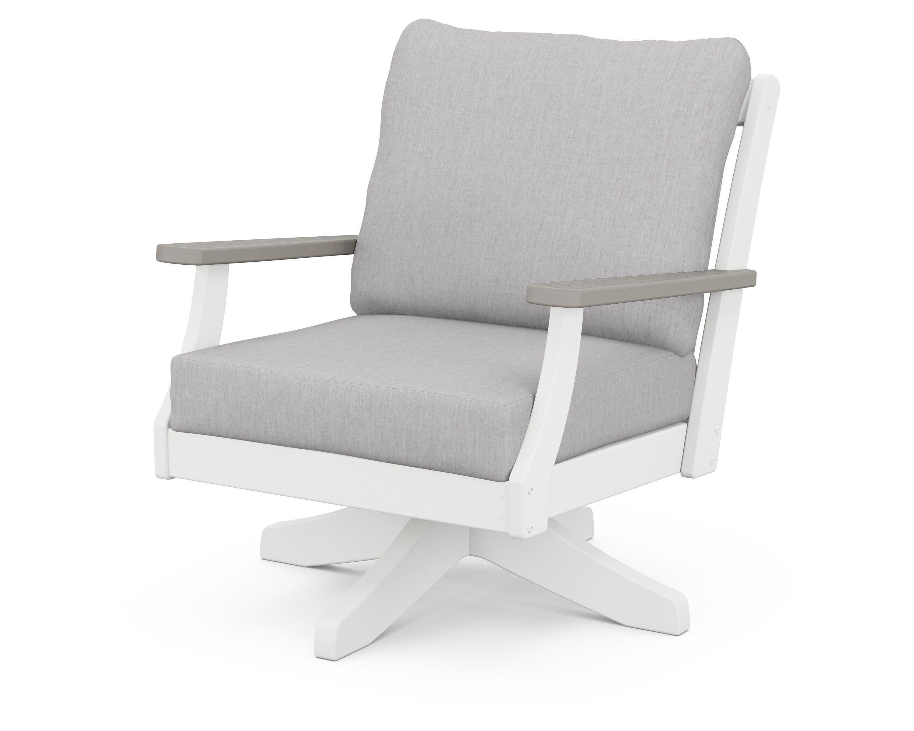 Braxton Deep Seating Swivel Chair in White / Driftwood / Granite