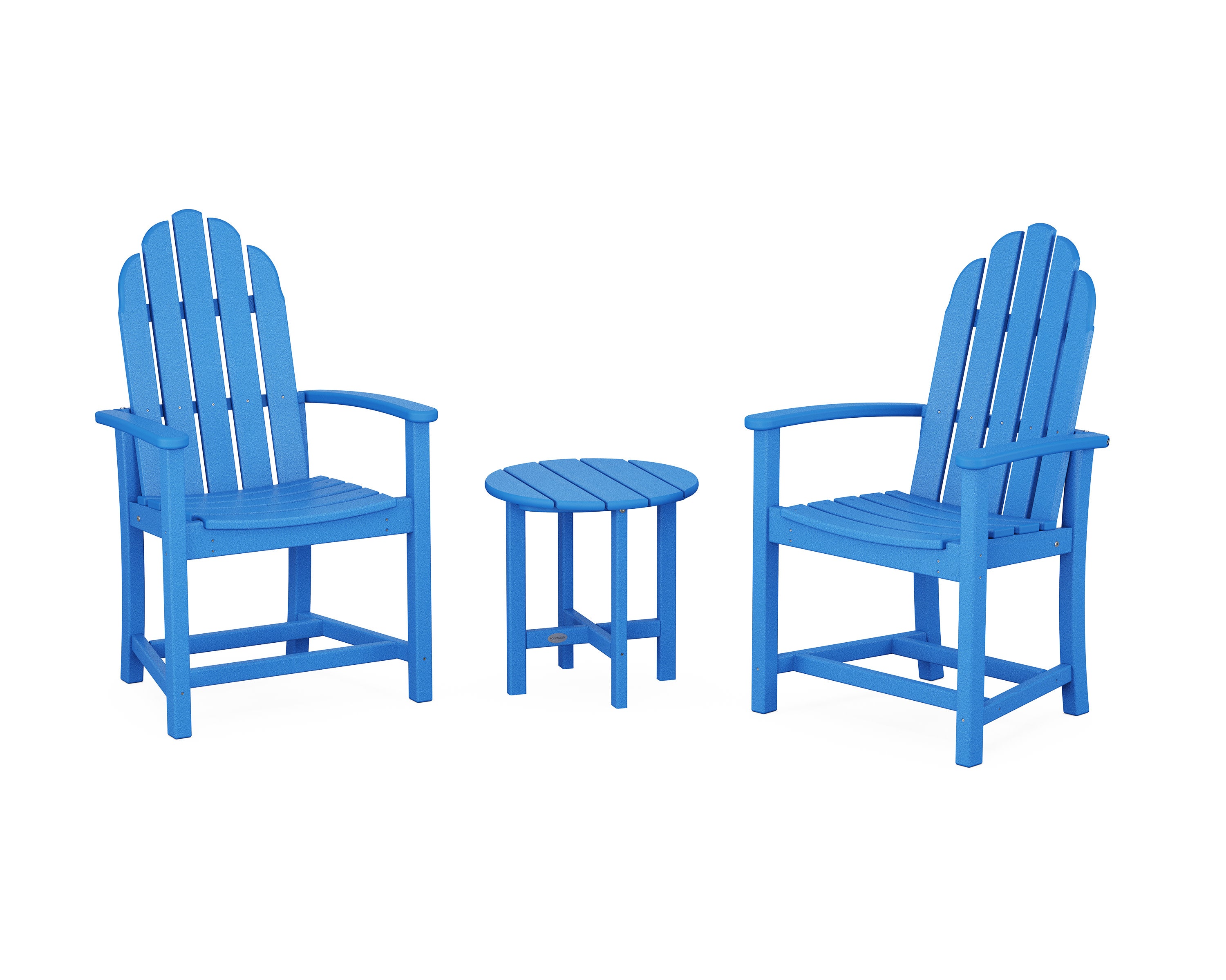 Classic 3-Piece Upright Adirondack Chair Set in Pacific Blue