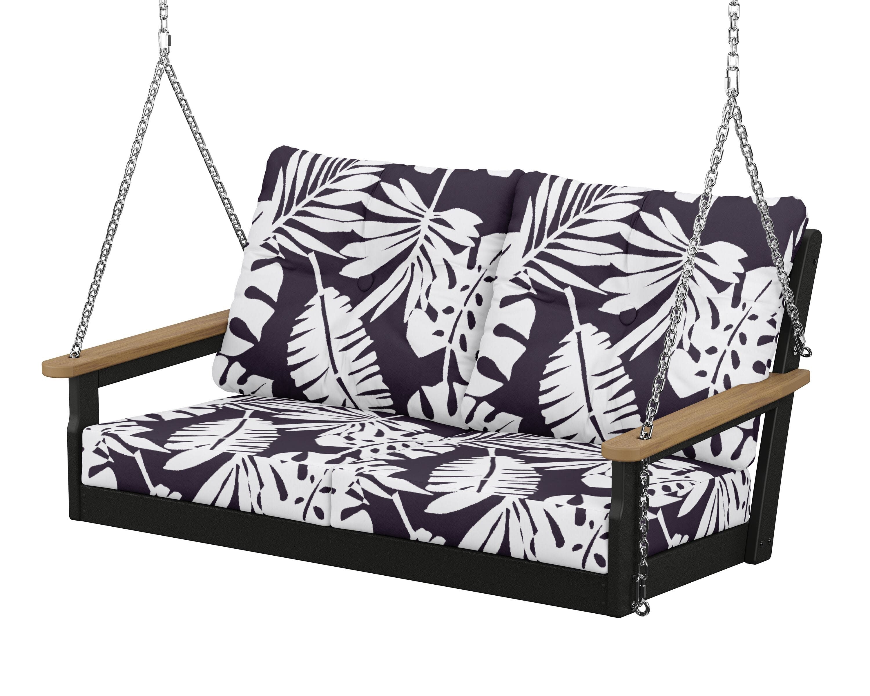 Vineyard Deep Seating Swing in Black / Natural / Leaf Navy