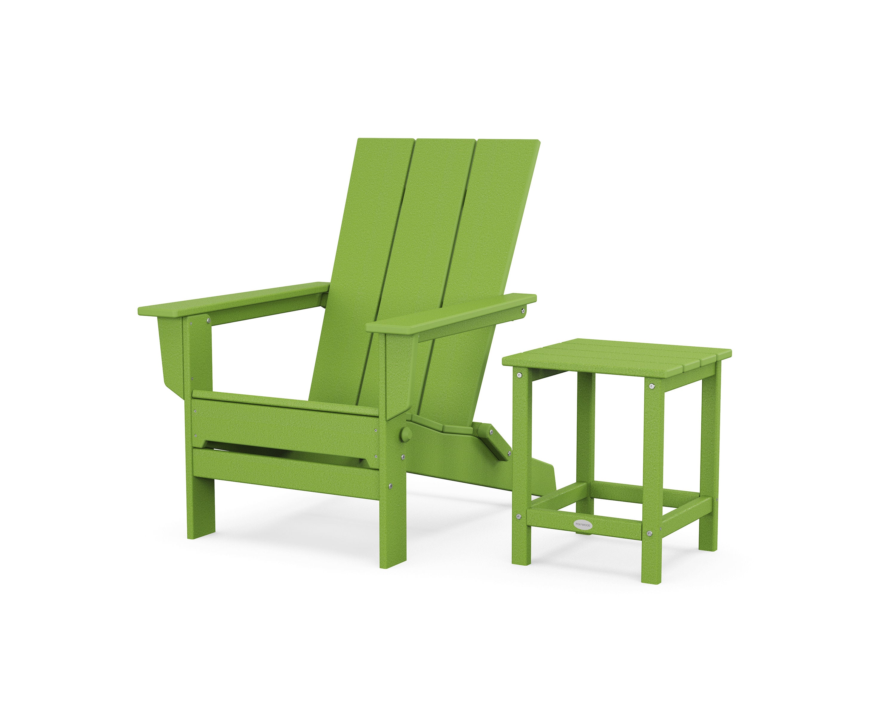 Modern Studio Folding Adirondack Chair with Side Table in Lime