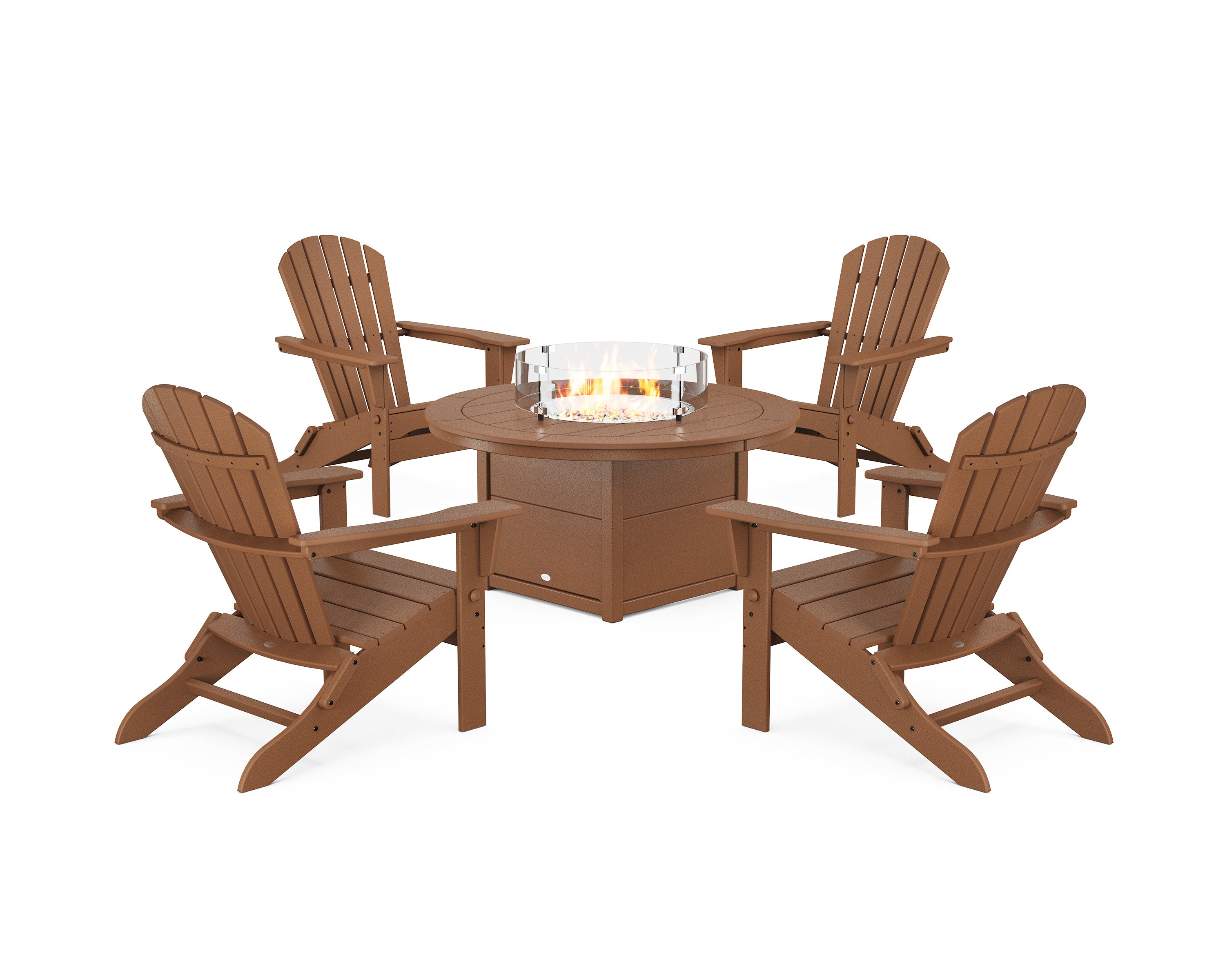 South Beach 5-Piece Folding Adirondack Fire Chat Set in Teak