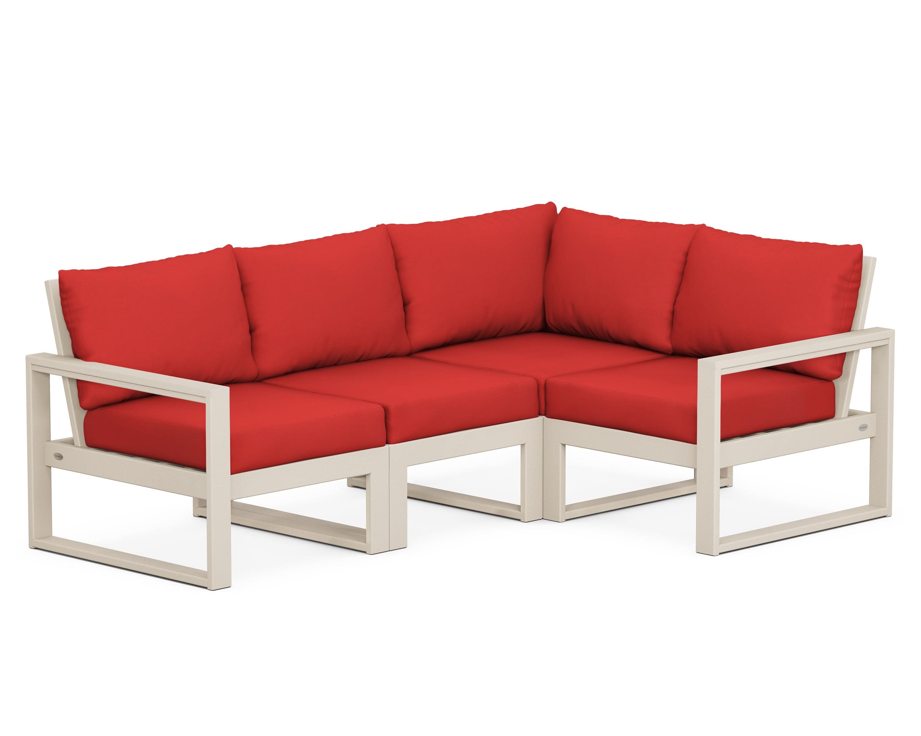 EDGE 4-Piece Modular Deep Seating Set in Sand / Crimson Linen