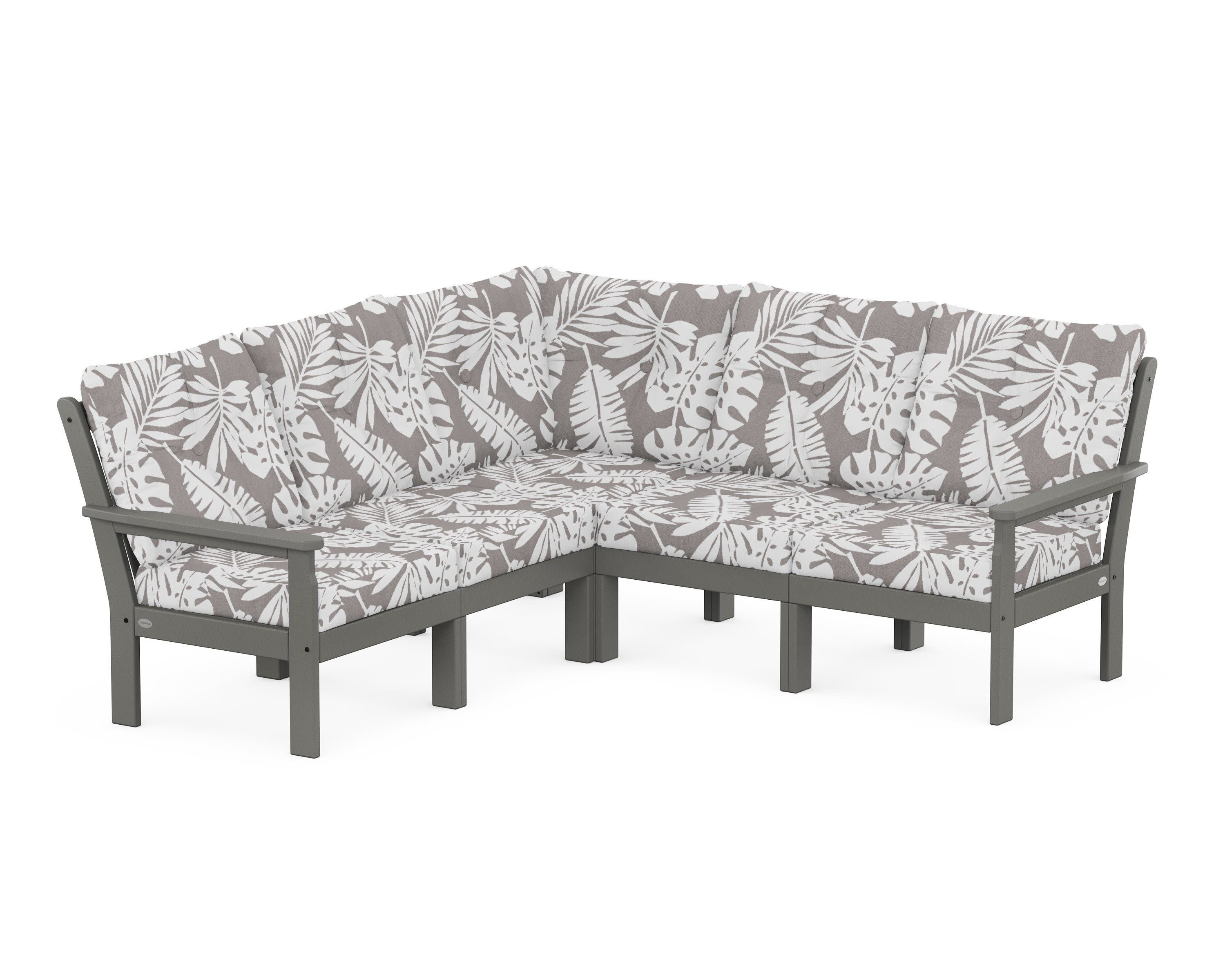 Vineyard 5-Piece Sectional in Slate Grey / Leaf Grey Mist