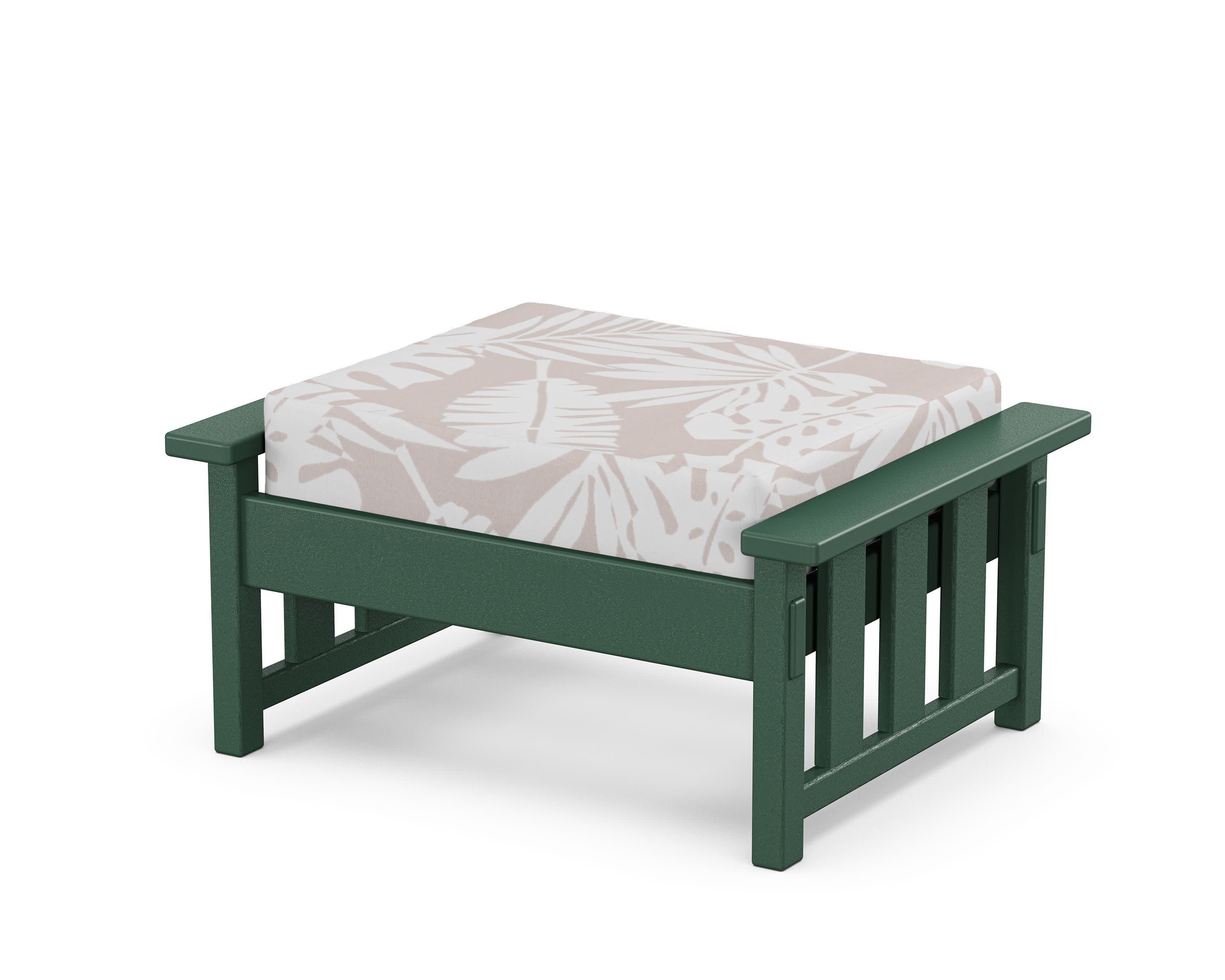 Acadia Deep Seating Ottoman in Green / Leaf Dune Burlap
