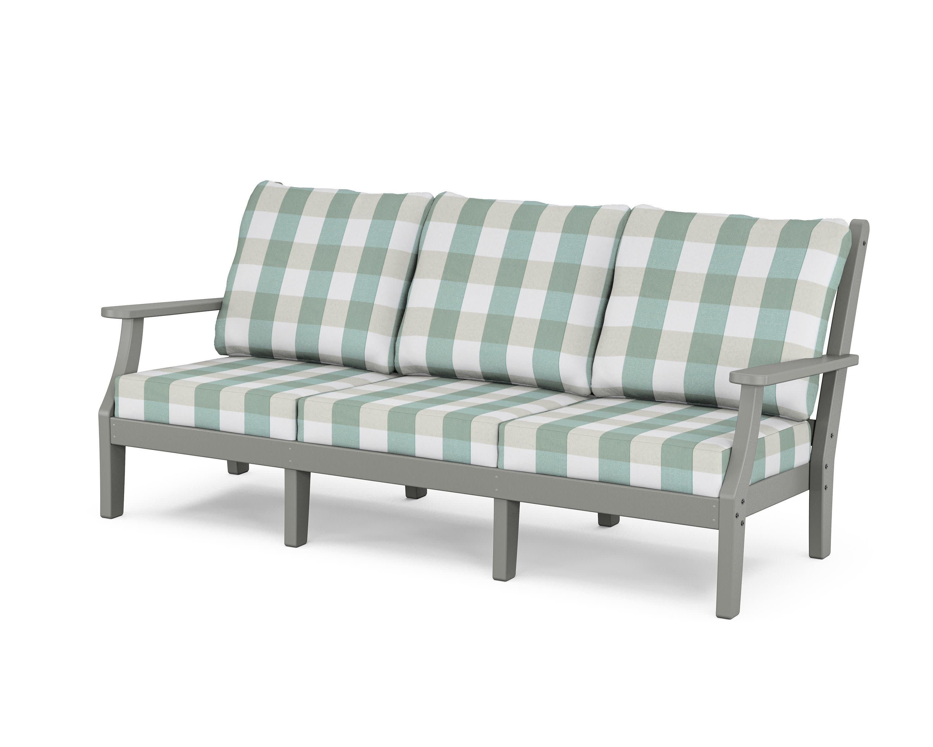 Wovendale Deep Seating Sofa in Slate Grey / Buffalo Plaid Glacier Spa