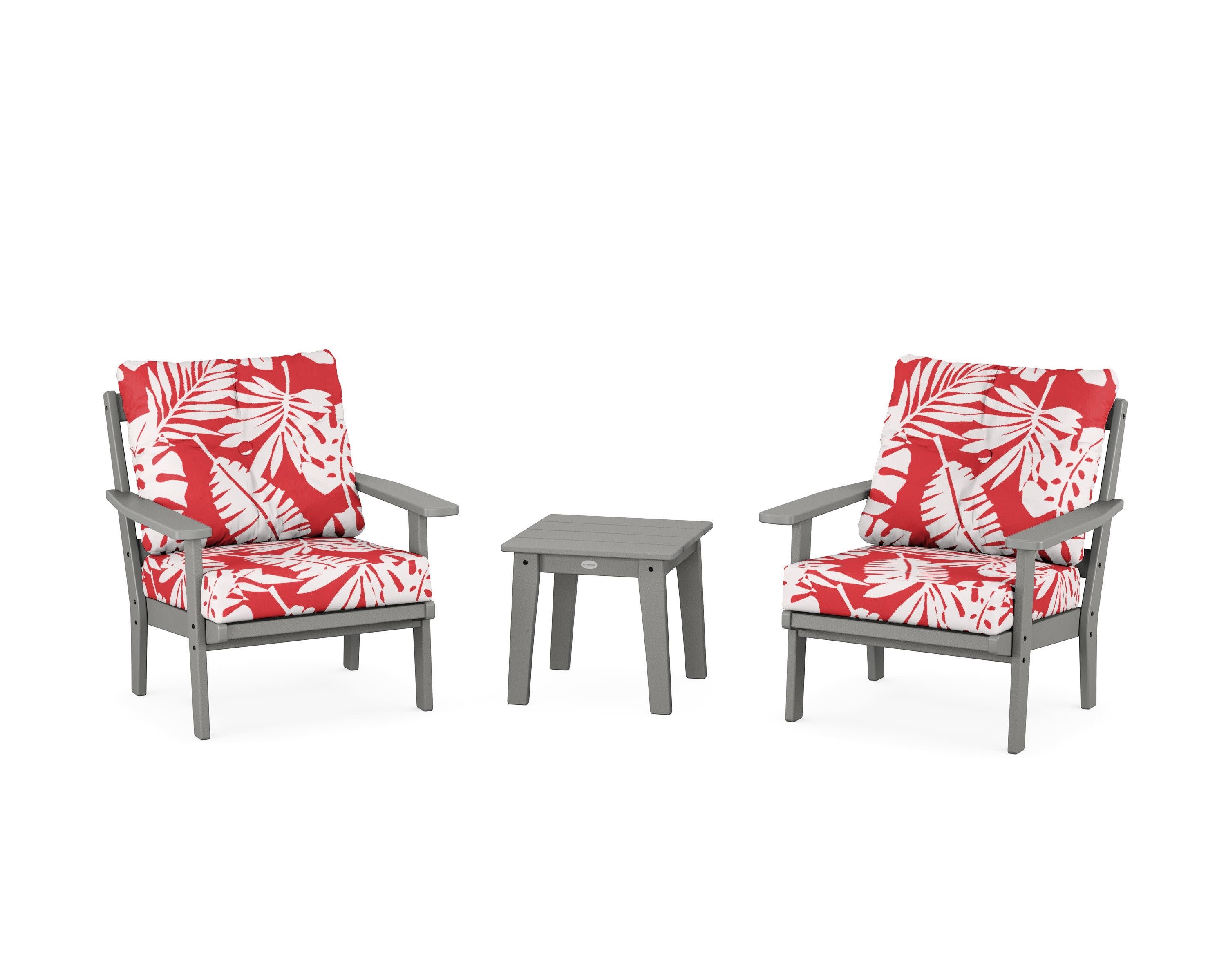 Oxford 3-Piece Deep Seating Set in Slate Grey / Leaf Crimson