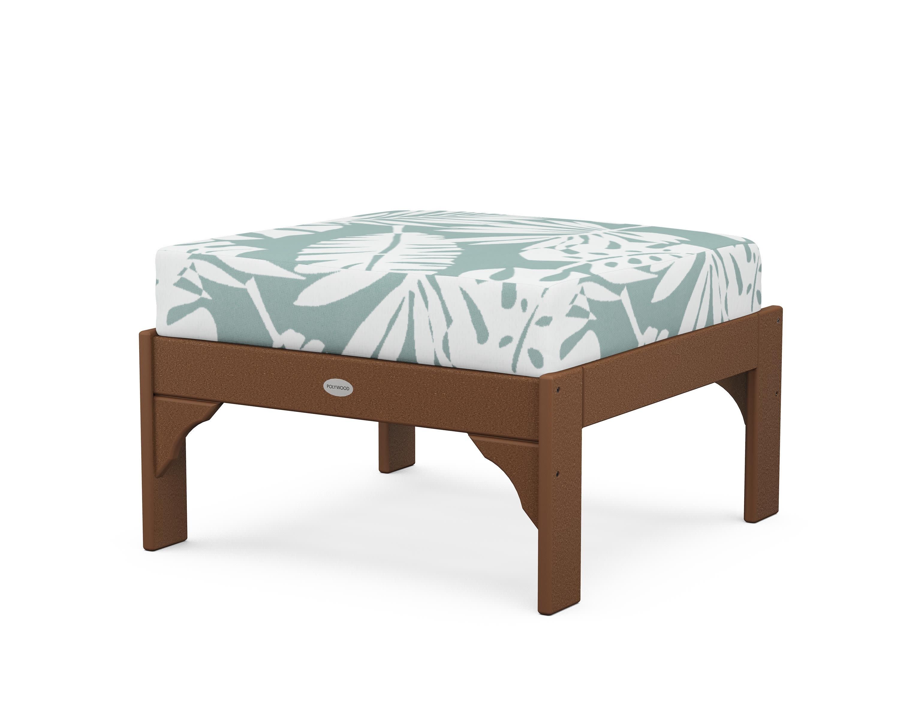 Vineyard Deep Seating Ottoman in Teak / Leaf Glacier Spa