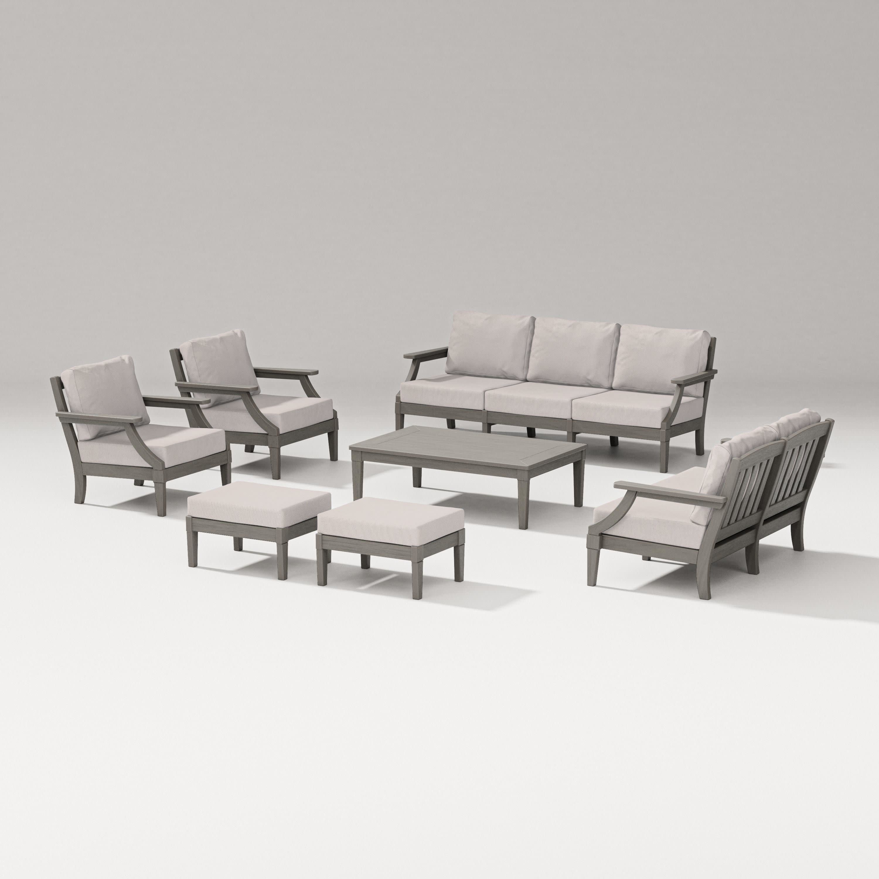 Estate 7-Piece Lounge Sofa Set in Driftwood / Dune Burlap