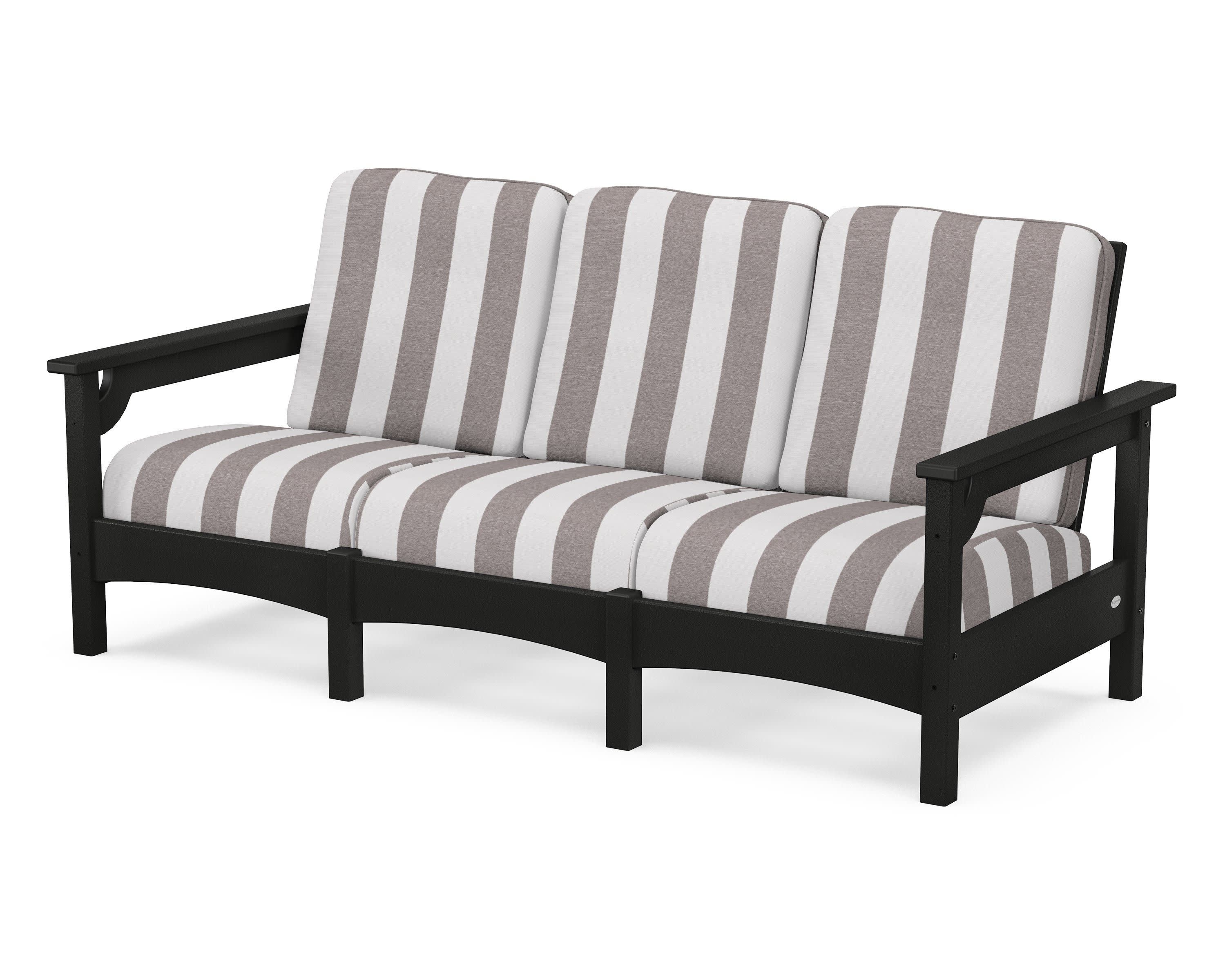 Club Sofa in Black / Cabana Stripe Grey Mist