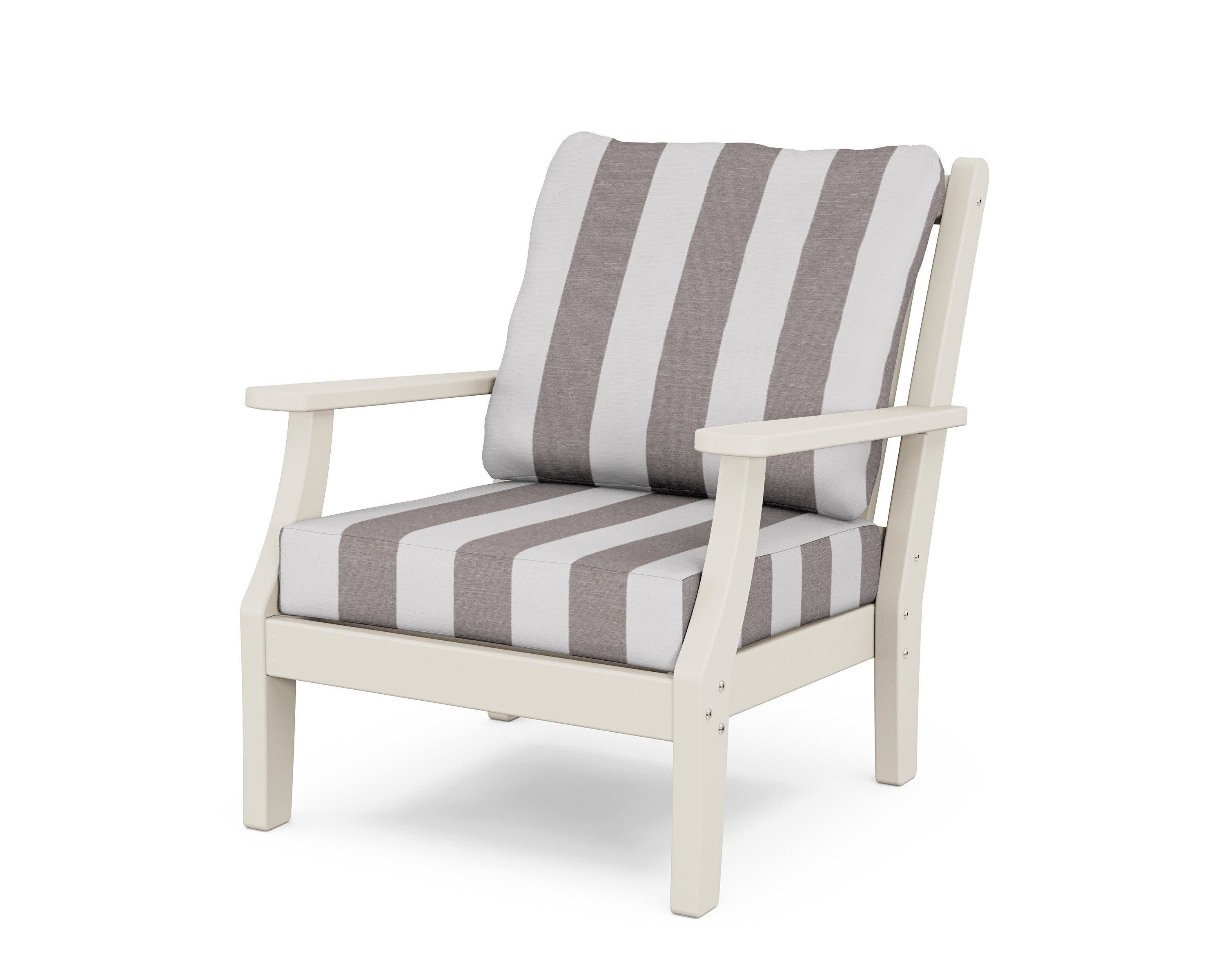 Wovendale Deep Seating Chair in Sand / Cabana Stripe Grey Mist