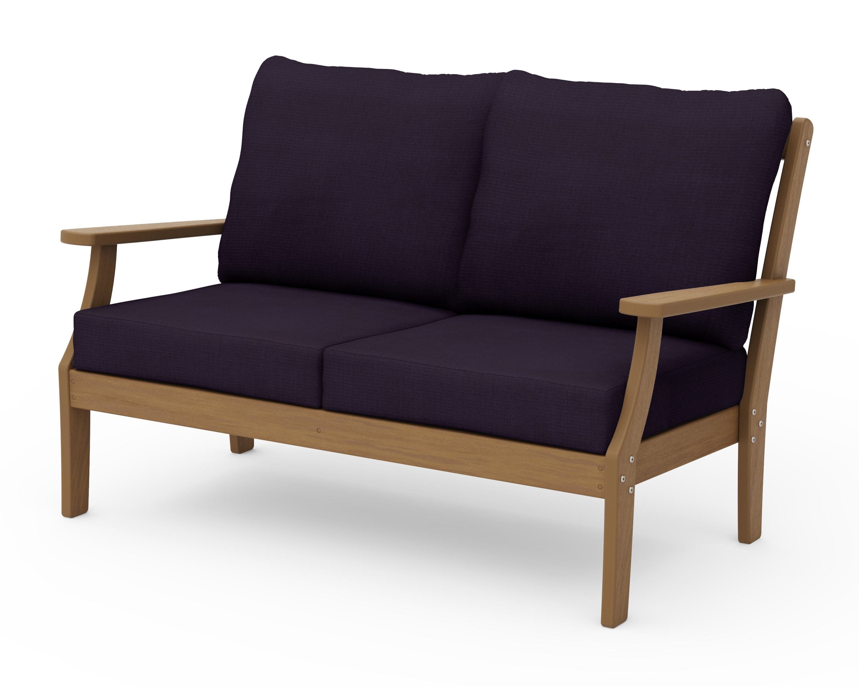 Braxton Deep Seating Loveseat in Natural / Navy Linen