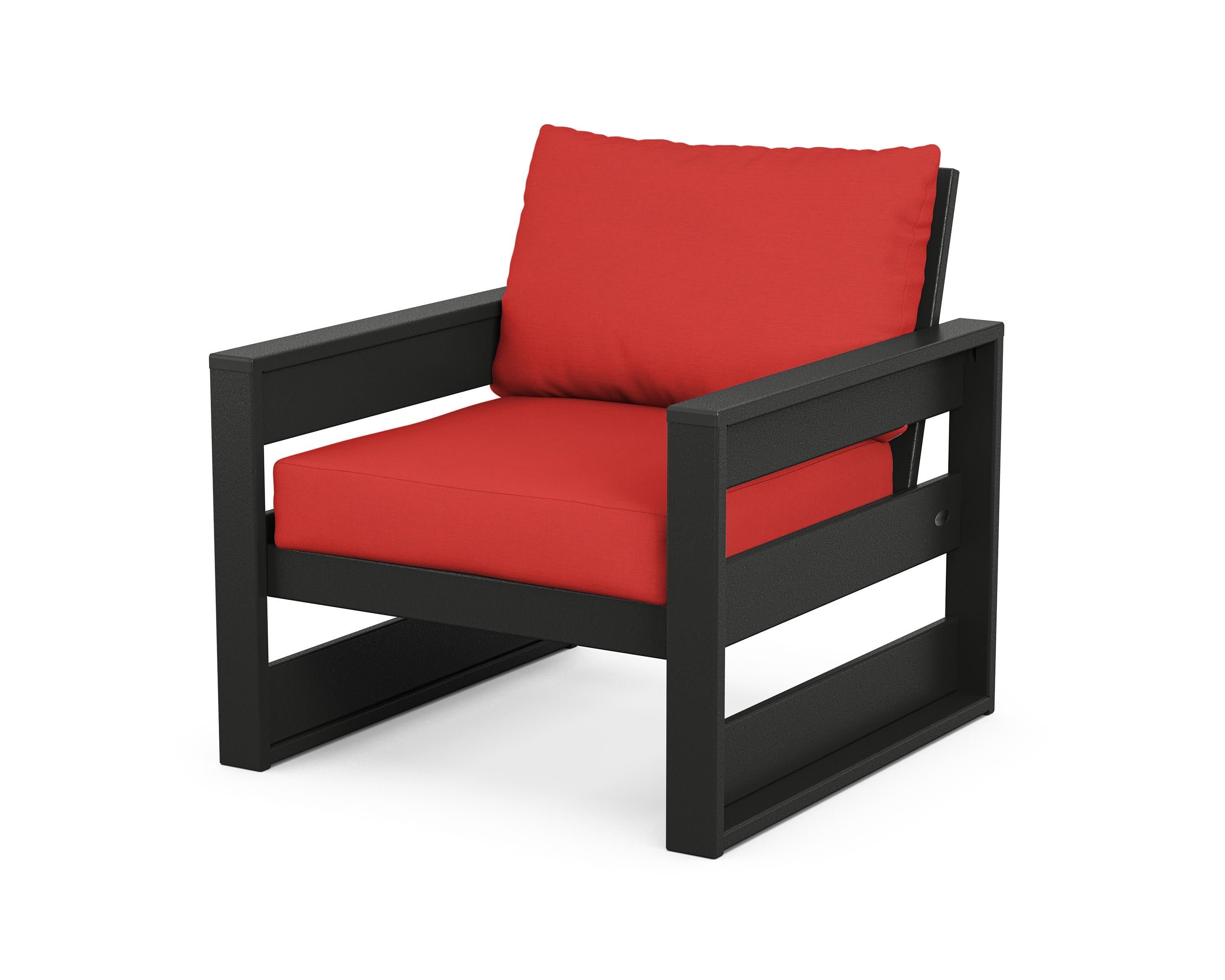 Westport Club Chair in Black / Crimson Linen