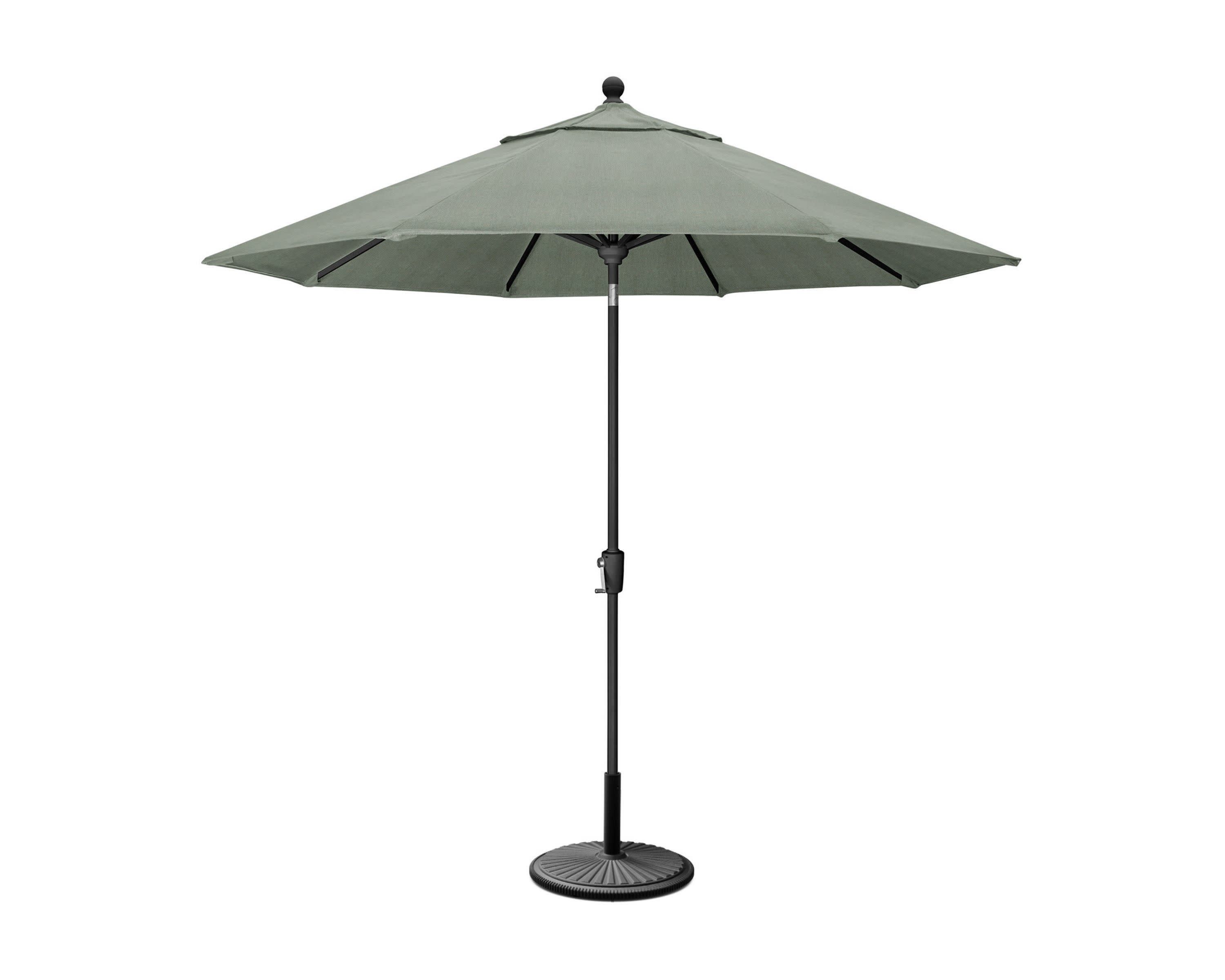 9' Tilt Market Umbrella & Base in Black / Cast Sage