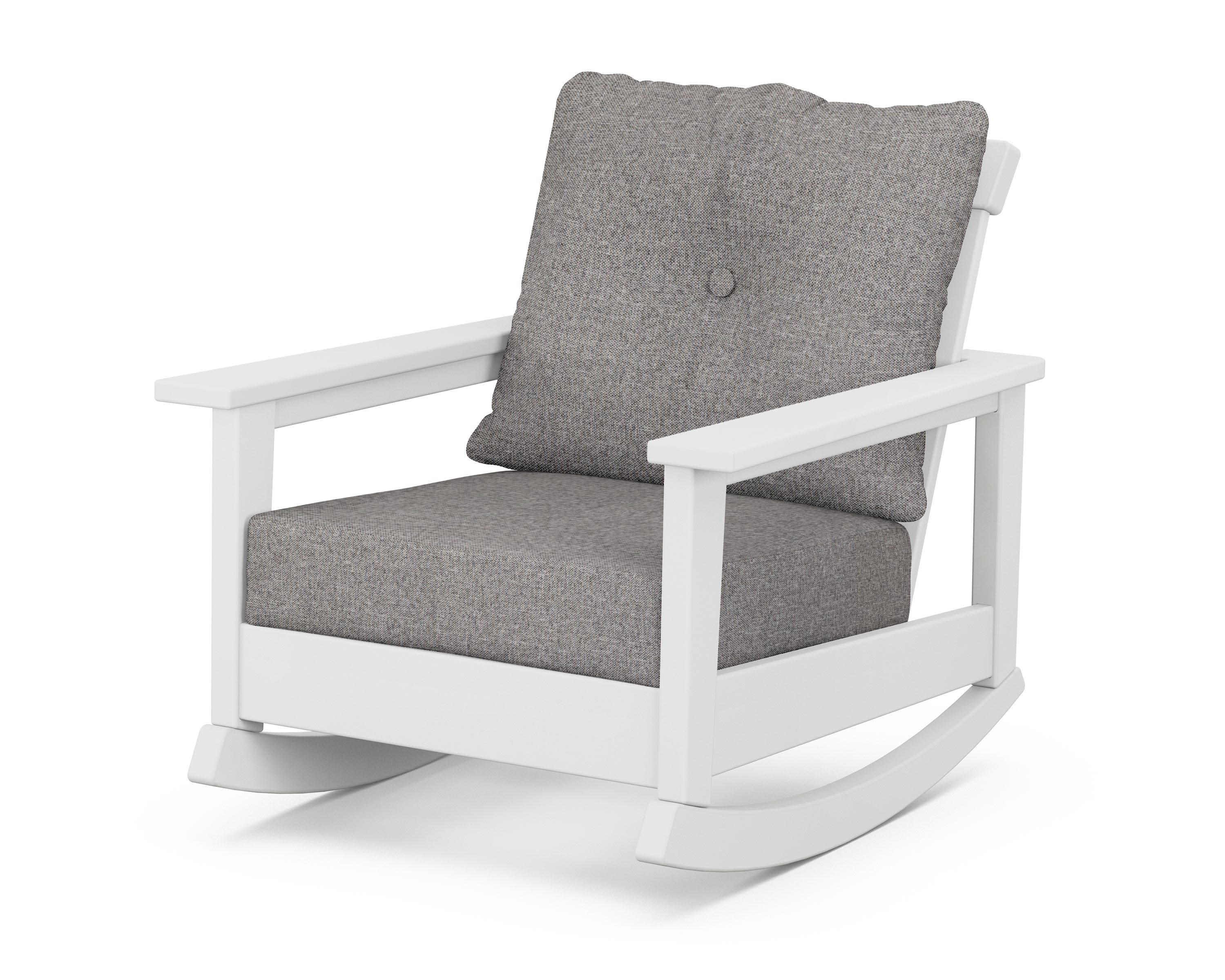 Prescott Deep Seating Rocking Chair in White / Grey Mist