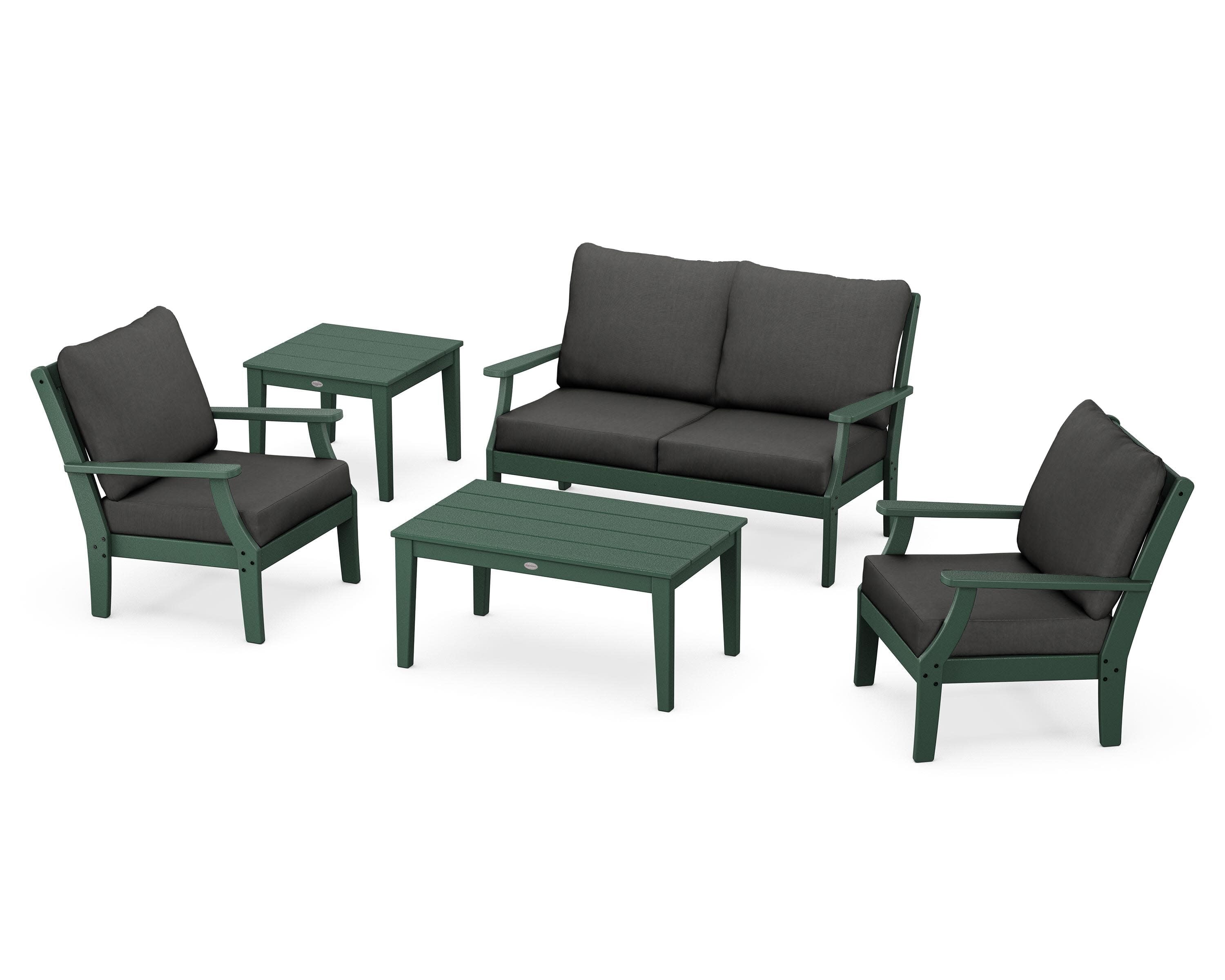 Braxton 5-Piece Deep Seating Set in Green / Spectrum Carbon