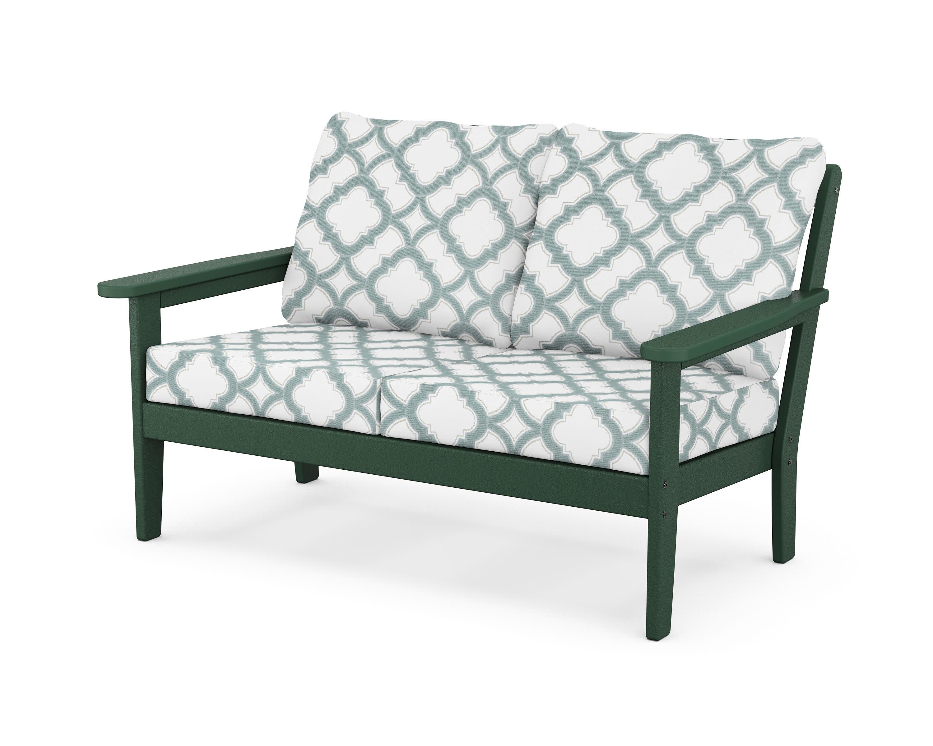 Cottage Deep Seating Loveseat in Green / Trellis Glacier Spa
