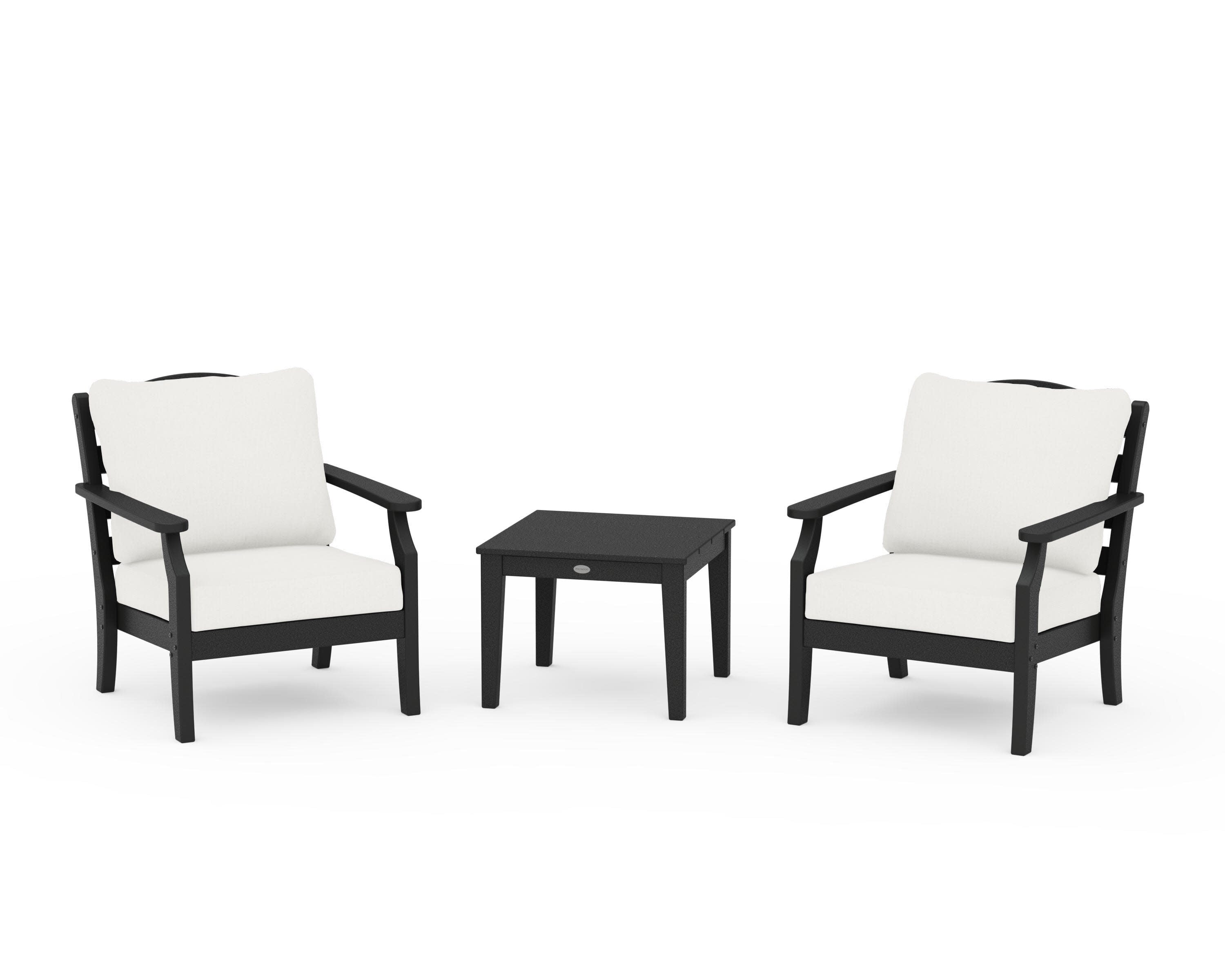 Savannah 3-Piece Deep Seating Set in Black / Natural Linen