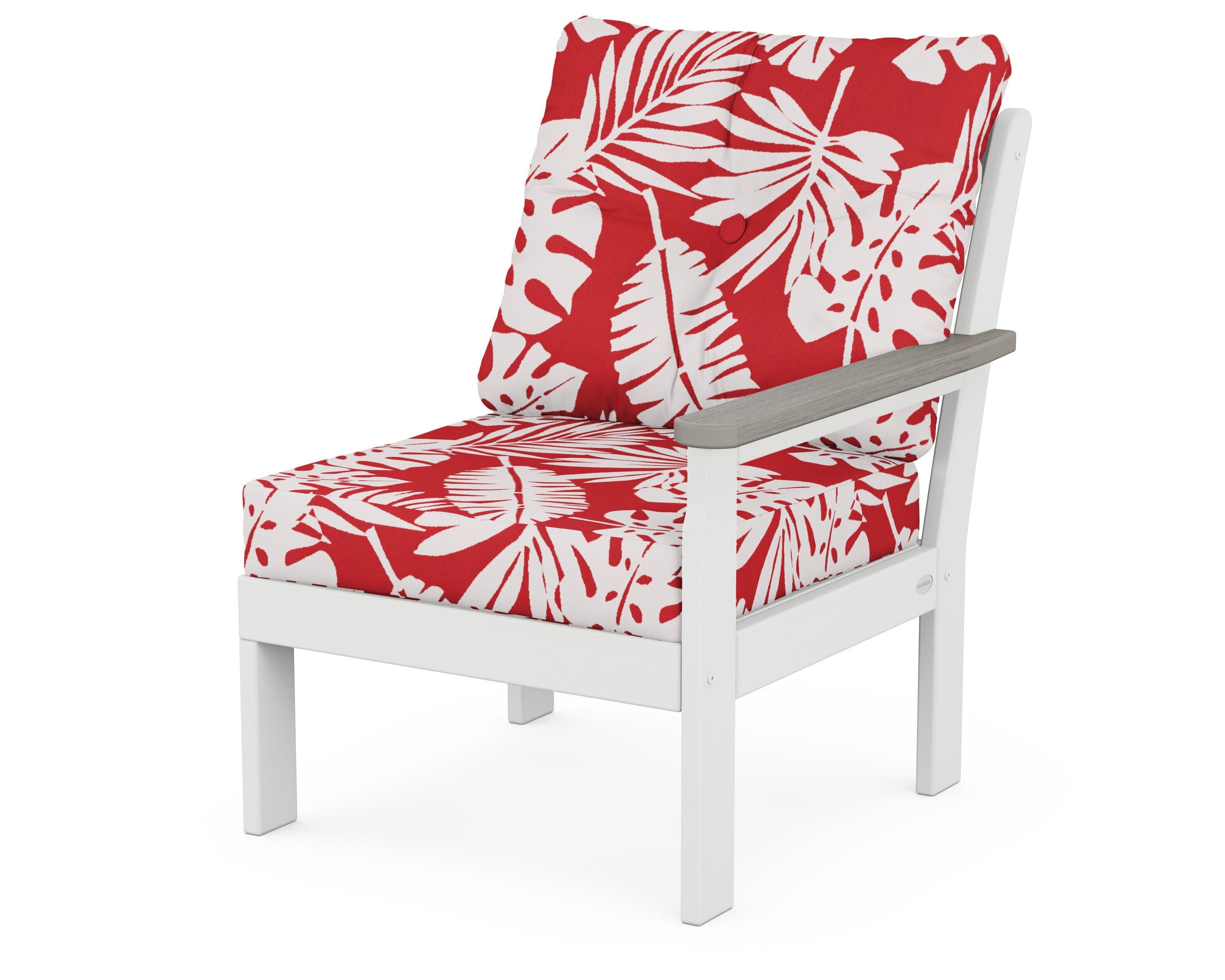 Vineyard Modular Right Arm Chair in White / Driftwood / Leaf Crimson
