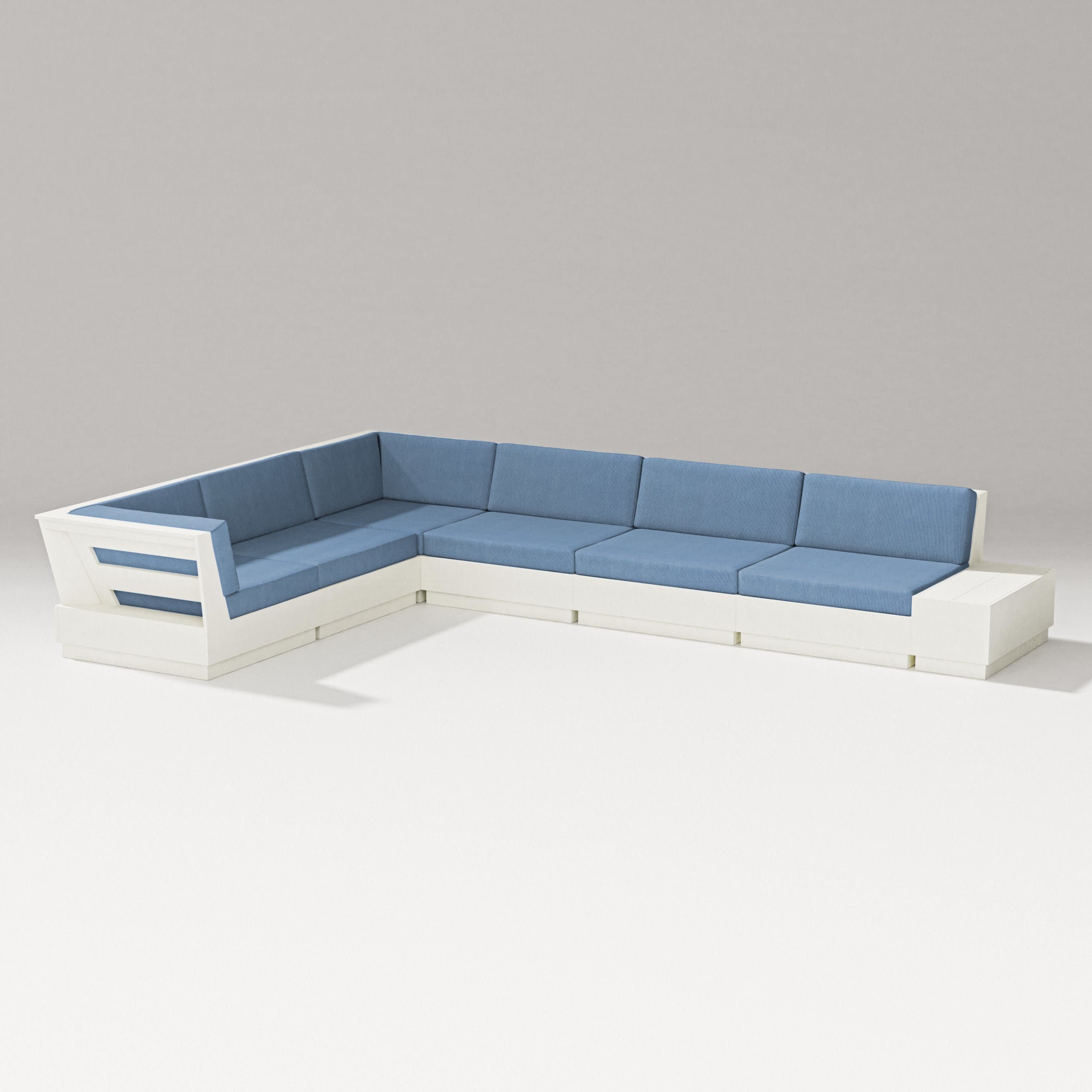 Elevate 7-Piece Corner Sectional in Vintage White / Sky Blue