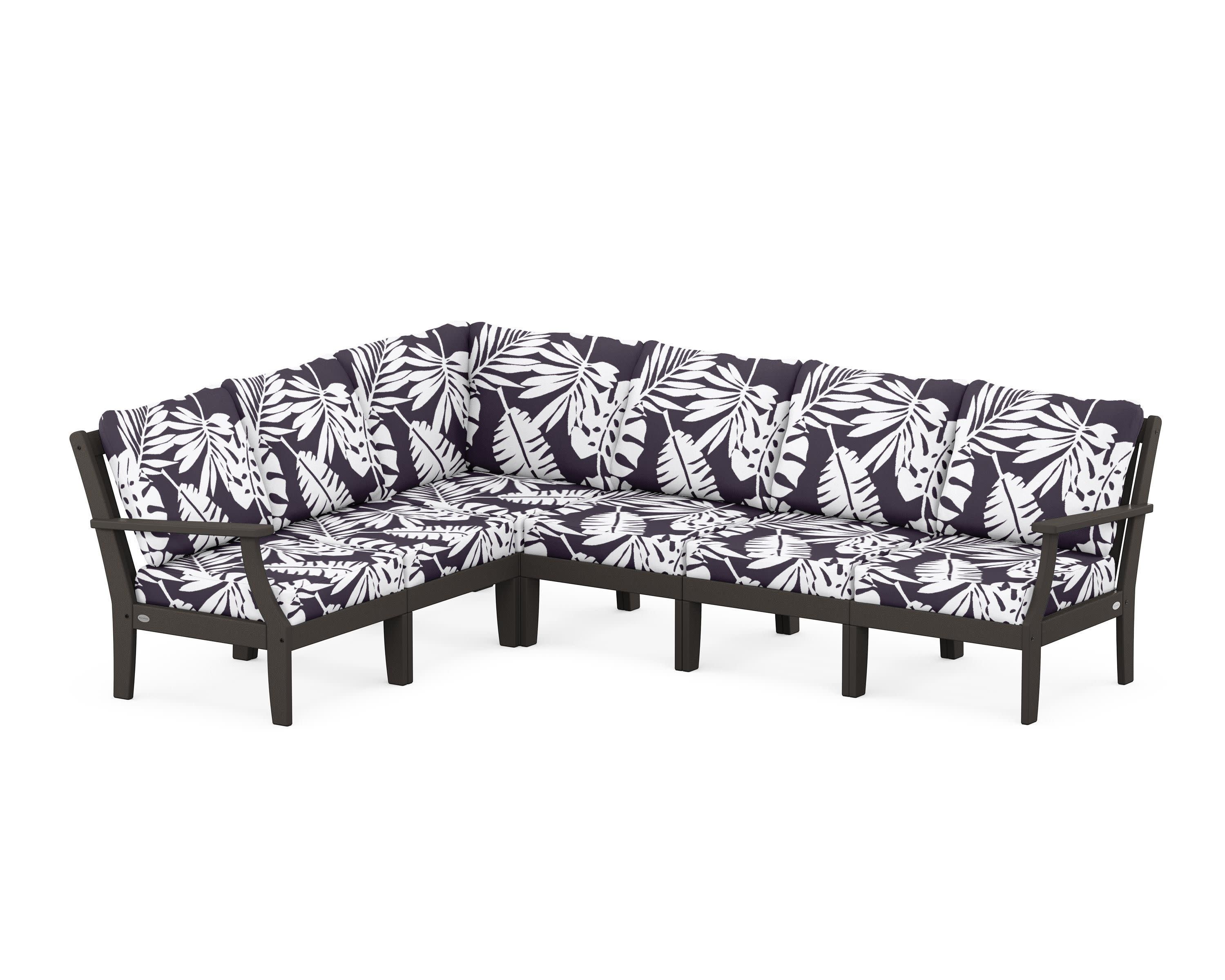 Braxton Modular 6-Piece Deep Seating Set in Vintage Coffee / Leaf Navy