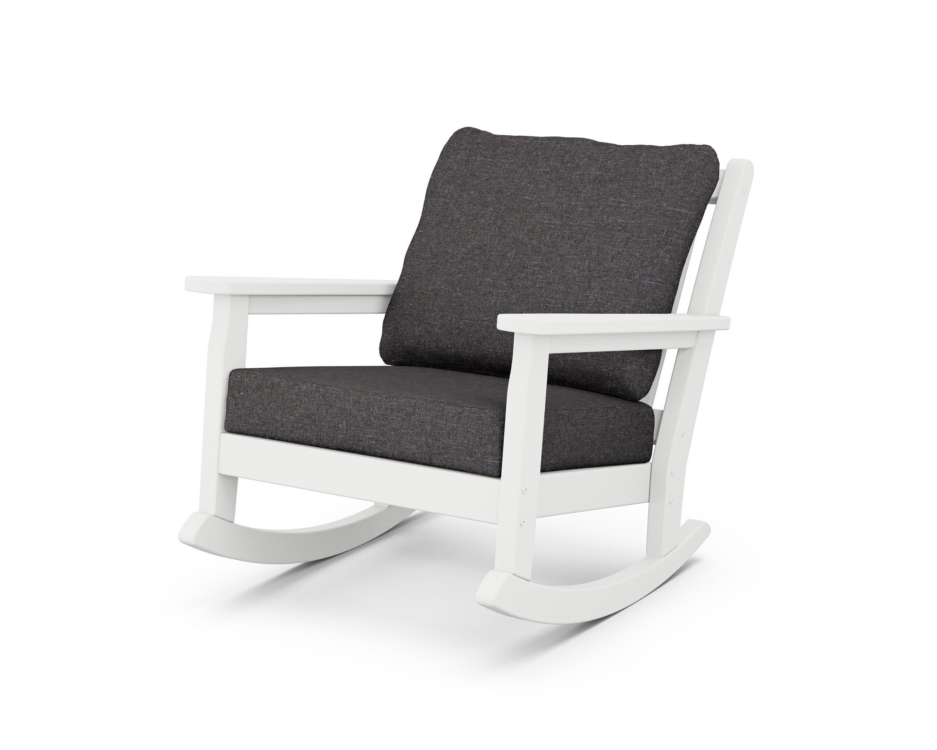Chippendale Deep Seating Rocking Chair in White / Ash Charcoal