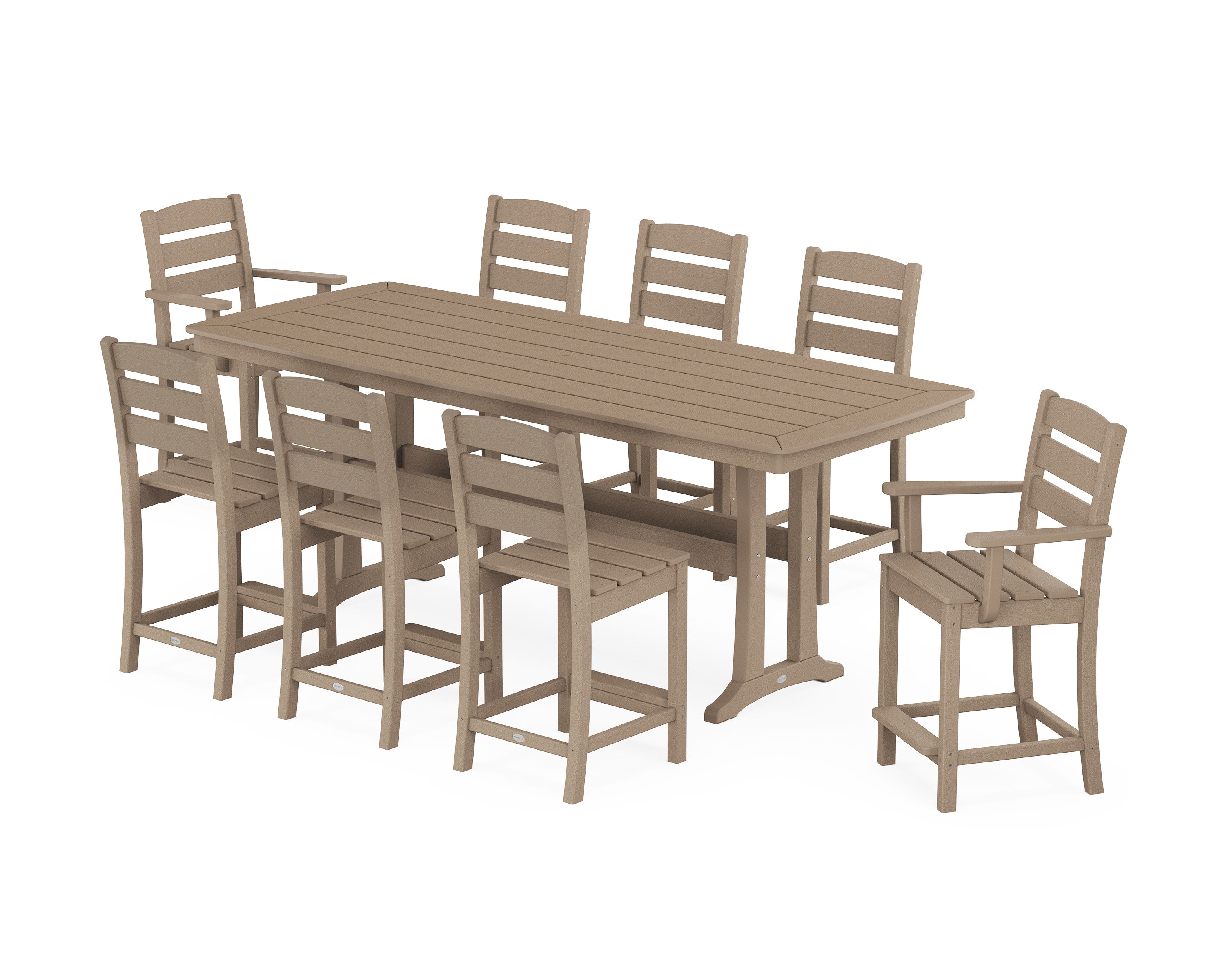 Lakeside 9-Piece Counter Set with Trestle Legs in Vintage Sahara
