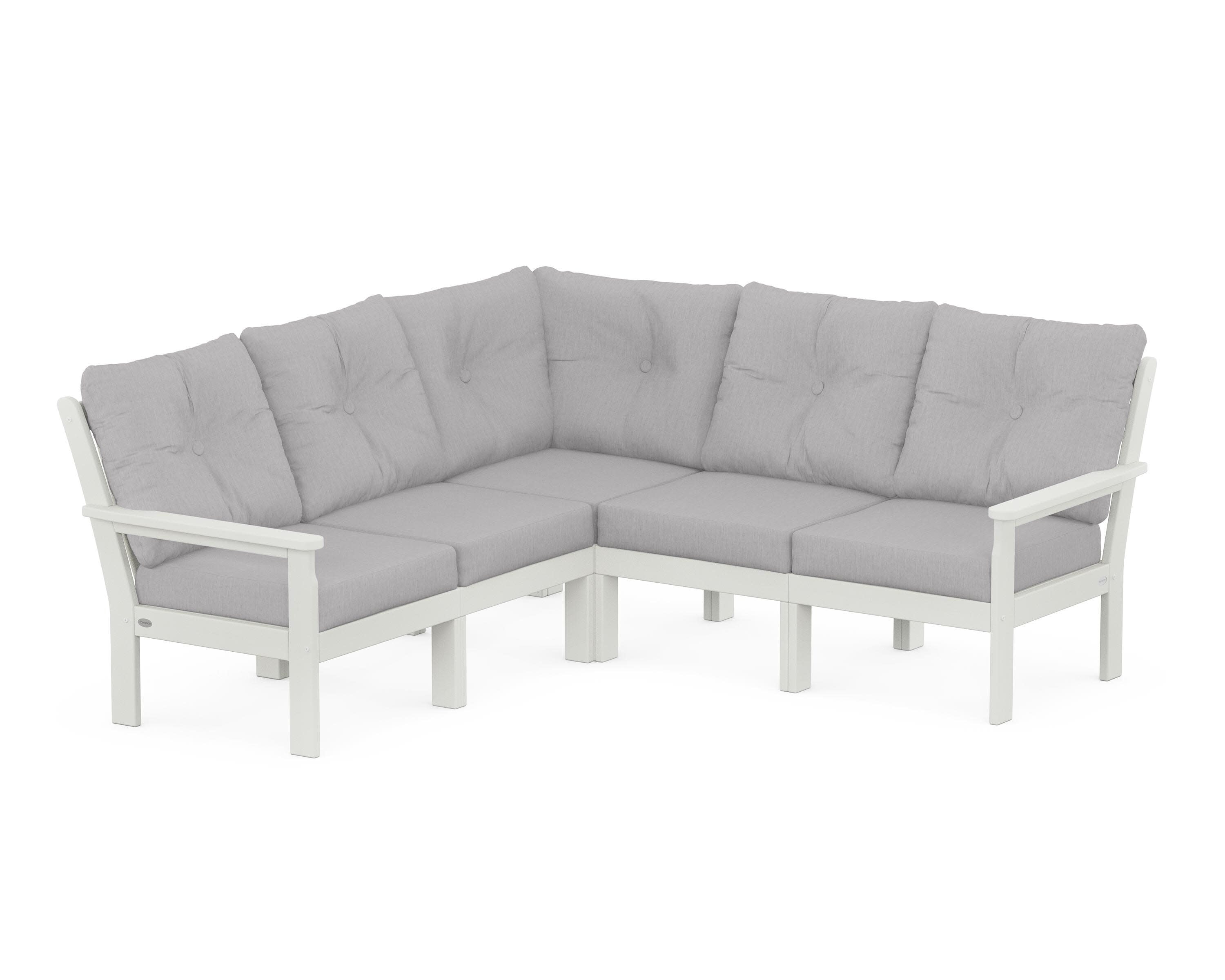 Vineyard 5-Piece Sectional in Vintage White / Granite