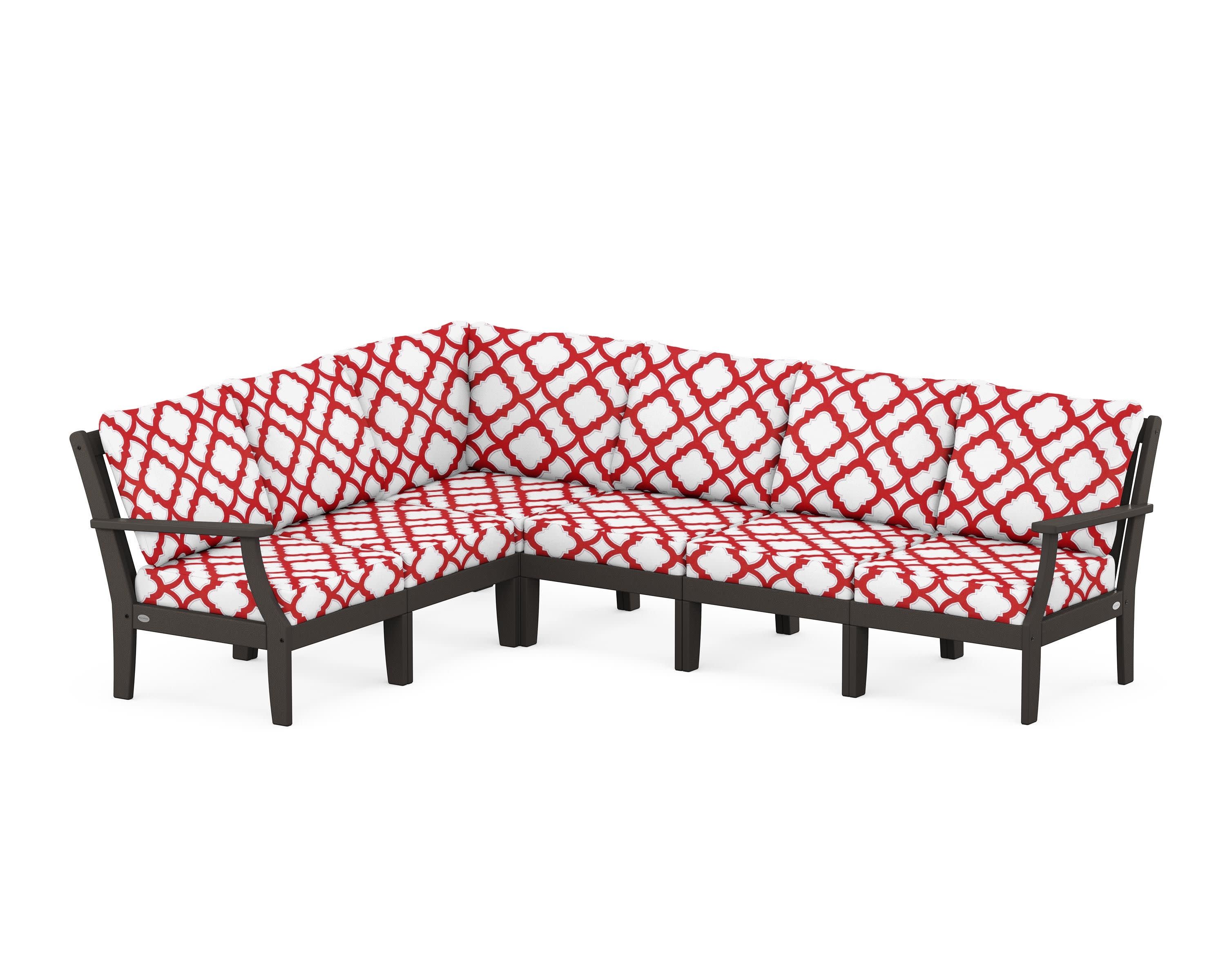 Braxton Modular 6-Piece Deep Seating Set in Vintage Coffee / Trellis Crimson