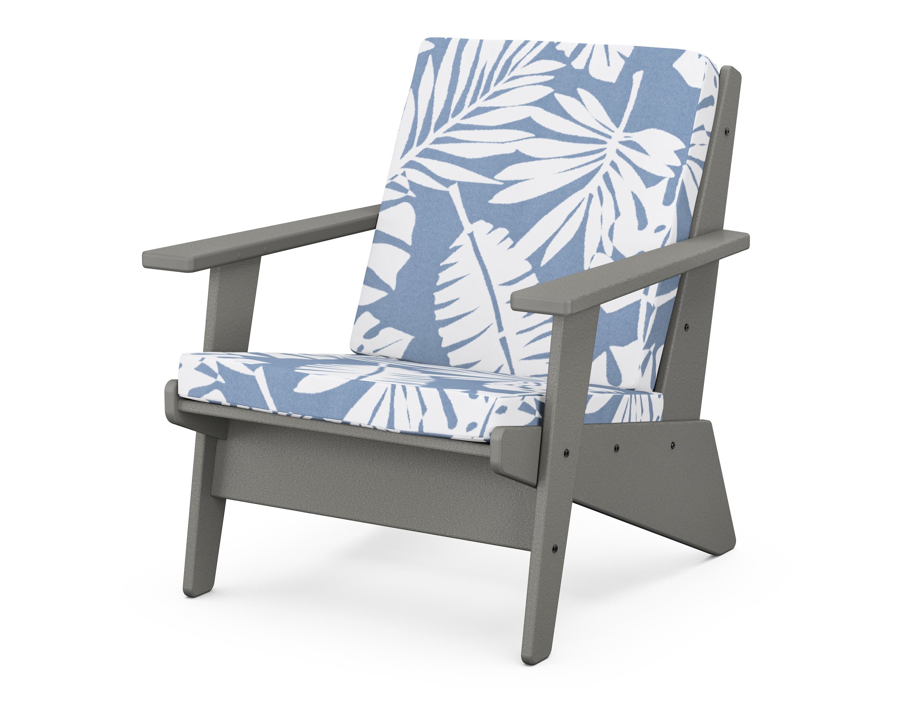Riviera Modern Lounge Chair in Slate Grey / Leaf Sky Blue
