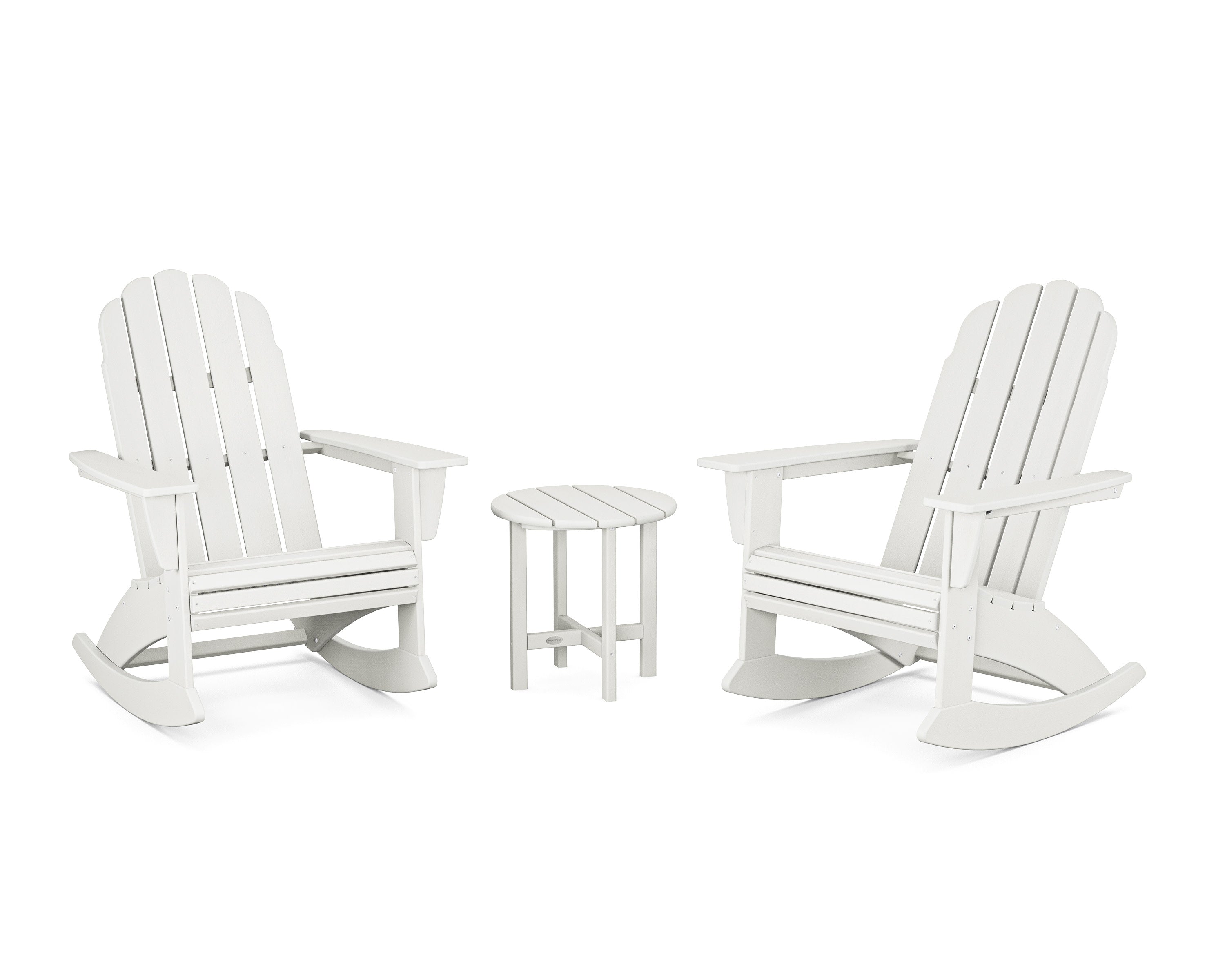 Vineyard Curveback 3-Piece Adirondack Rocking Chair Set in Vintage White