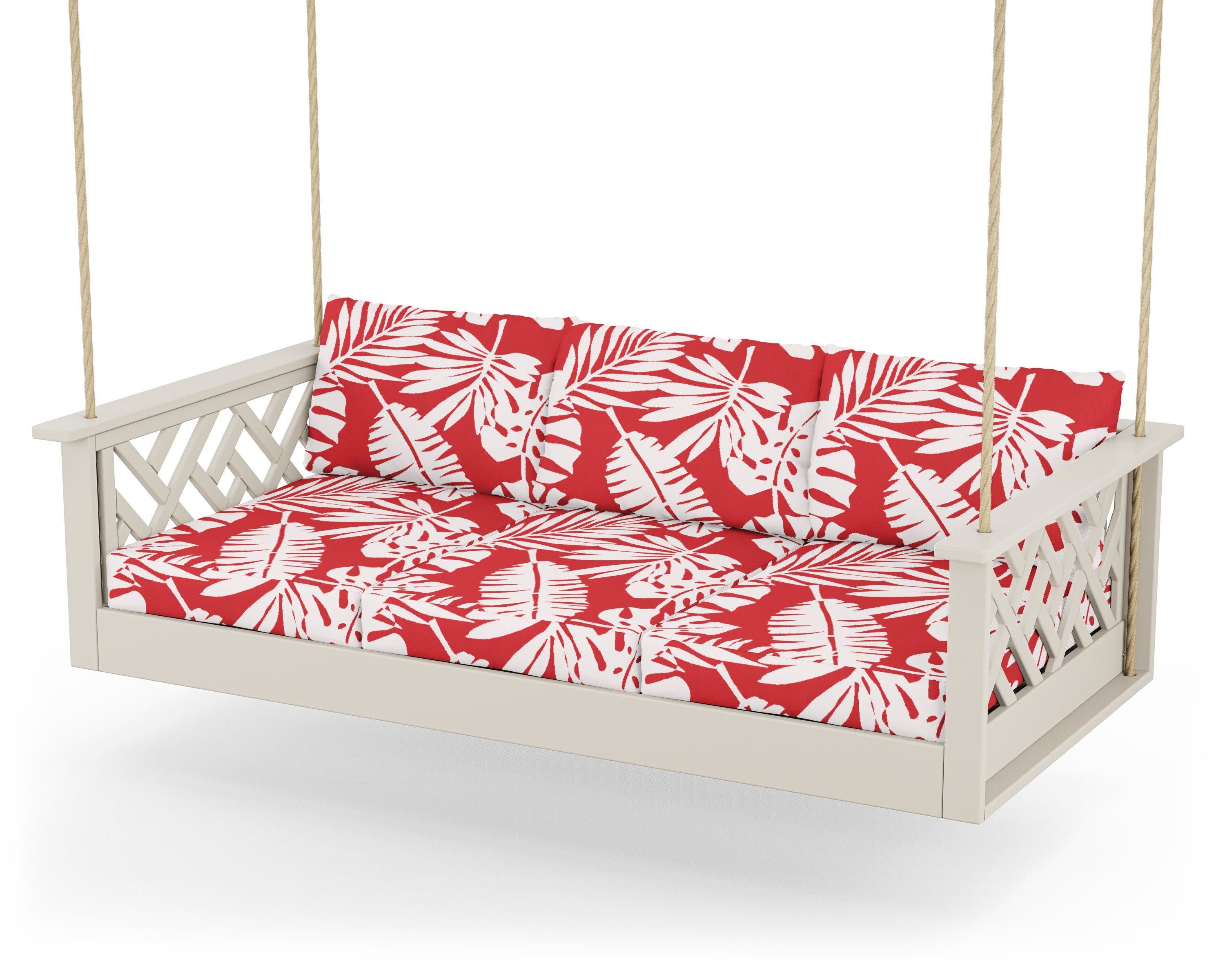 Chippendale Daybed Swing in Sand / Leaf Crimson