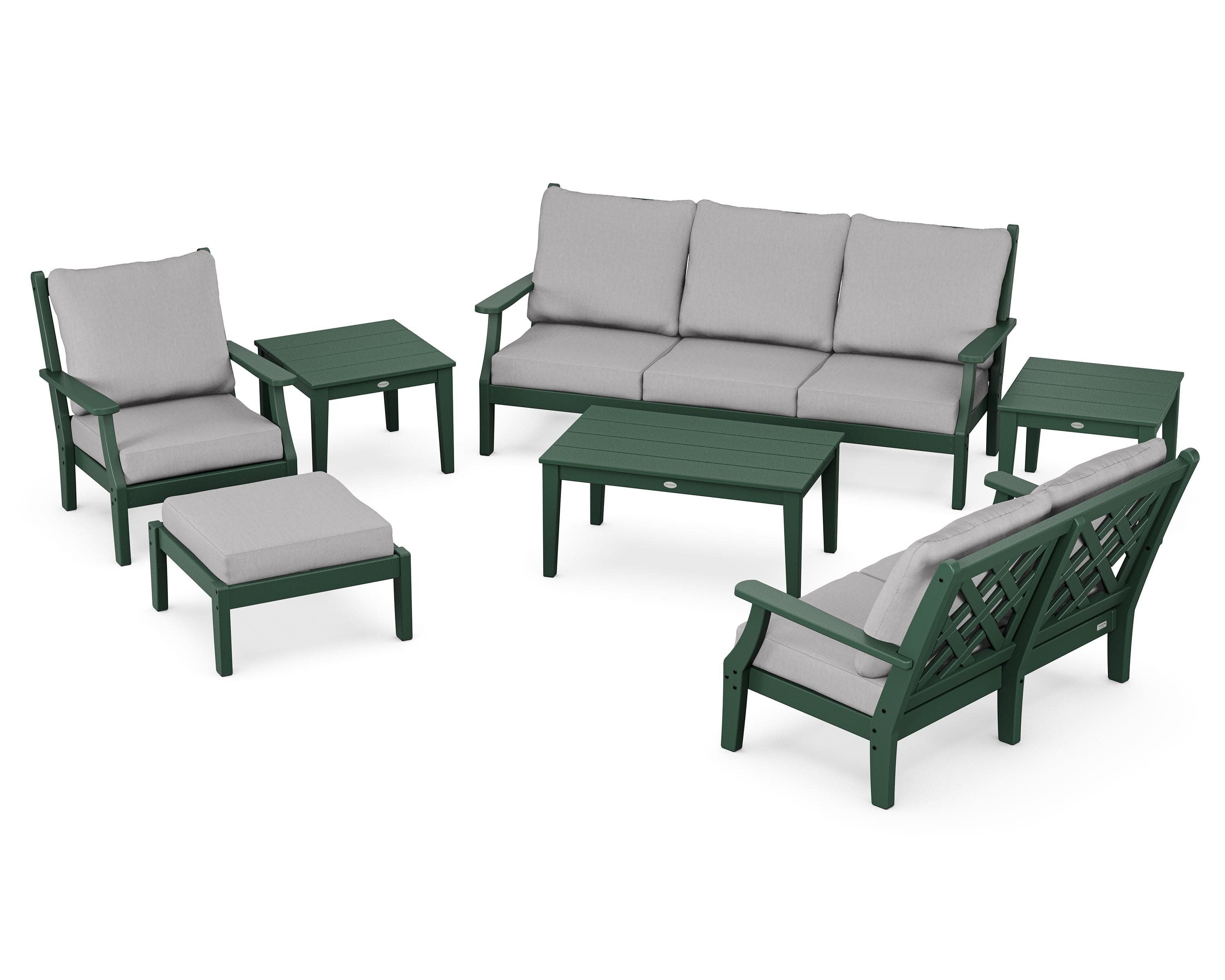 Wovendale 7-Piece Deep Seating Set in Green / Granite