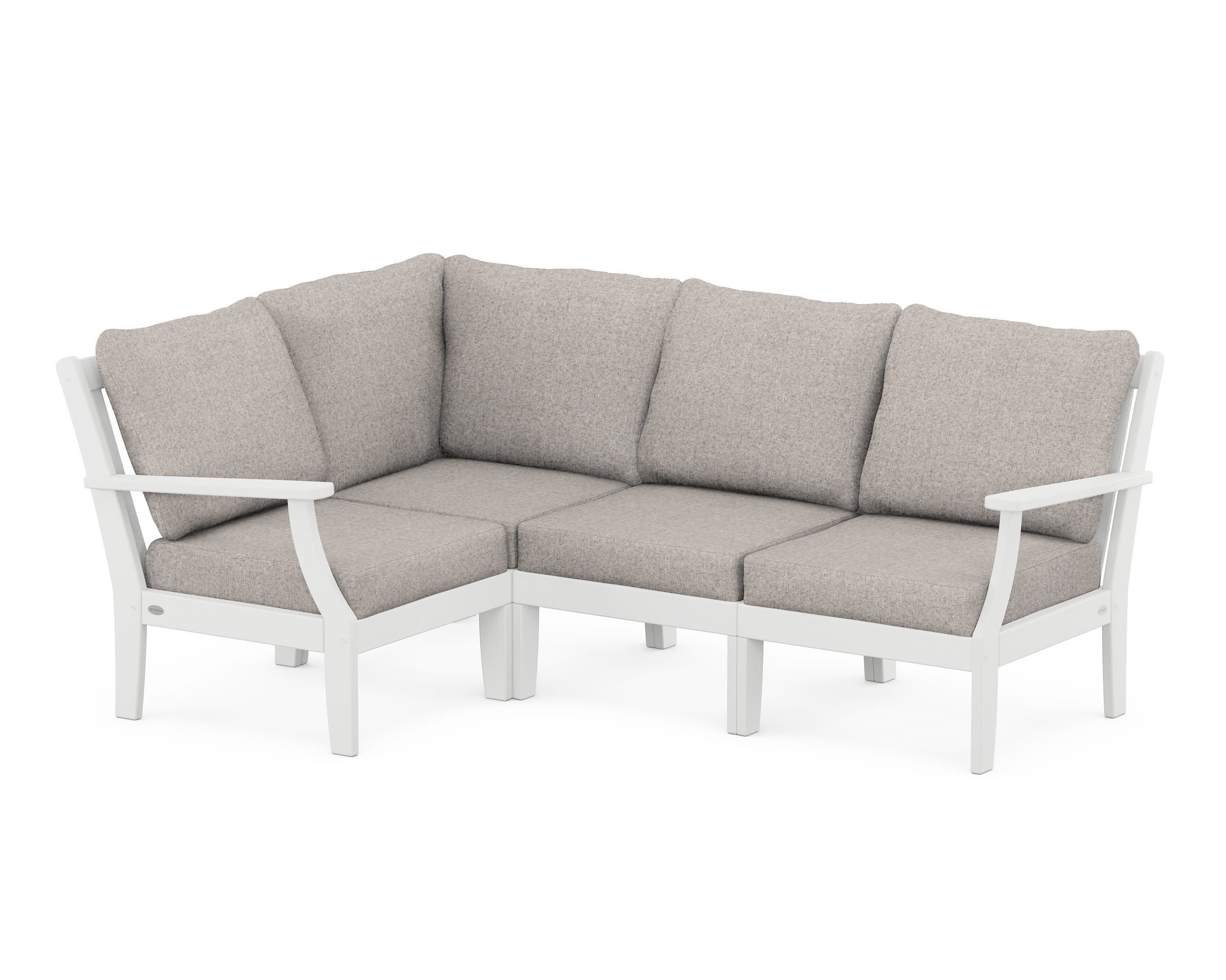 Braxton Modular 4-Piece Deep Seating Set in White / Weathered Tweed