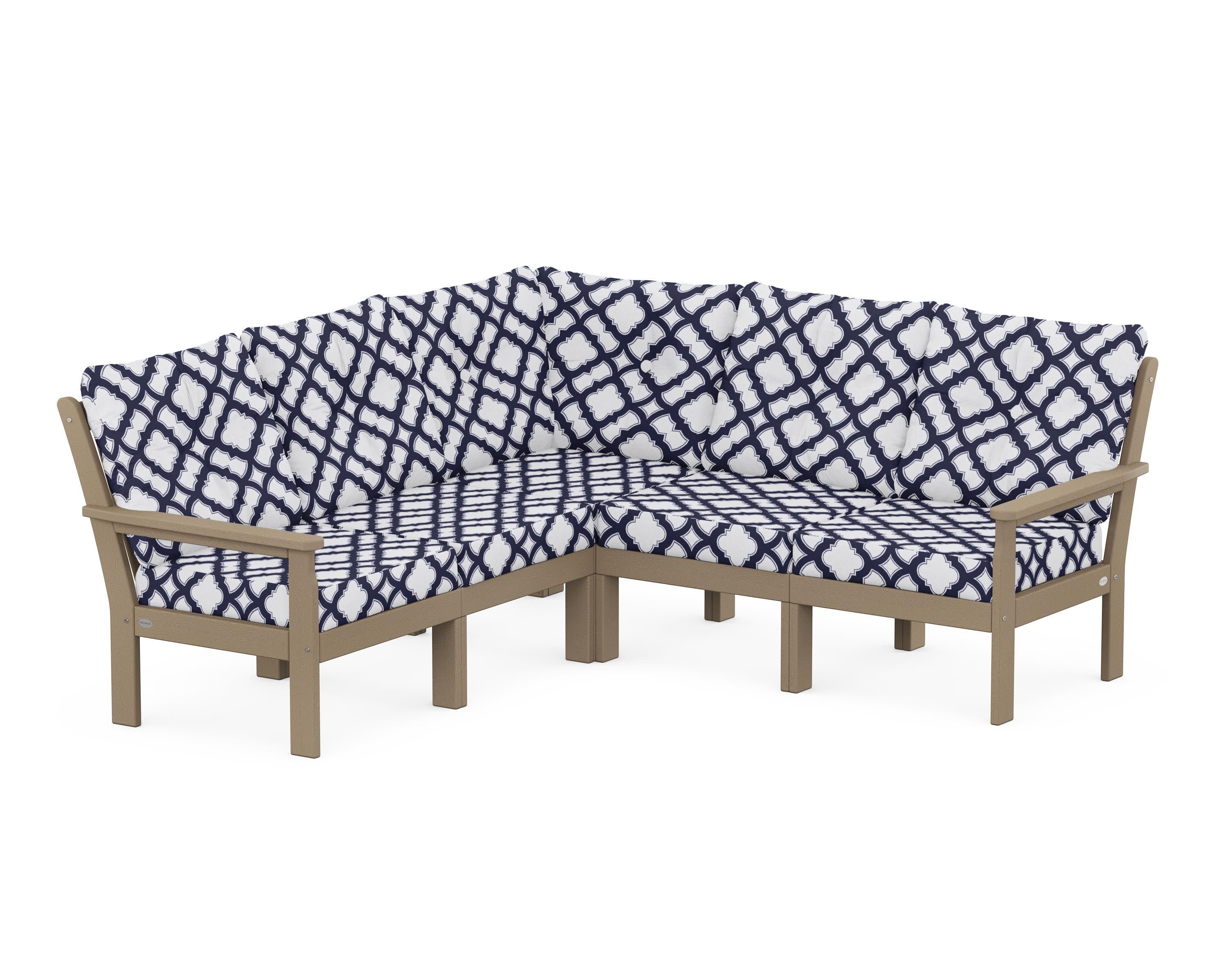 Vineyard 5-Piece Sectional in Vintage Sahara / Trellis Navy