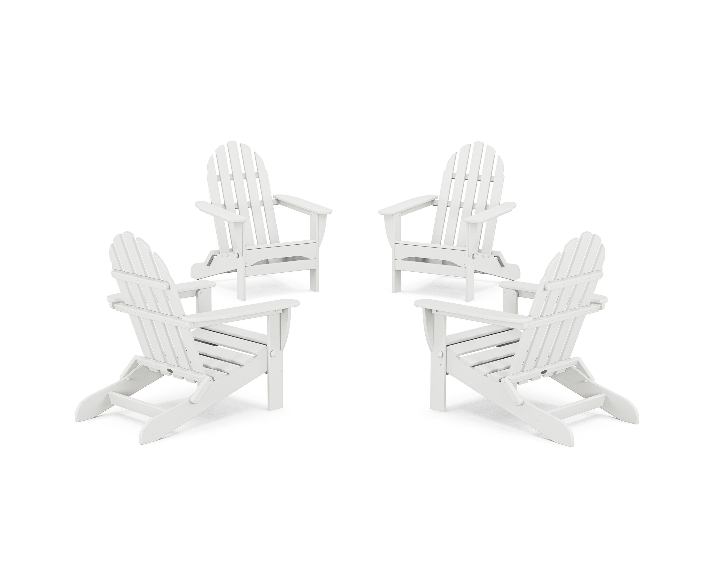 4-Piece Classic Folding Adirondack Conversation Set in White