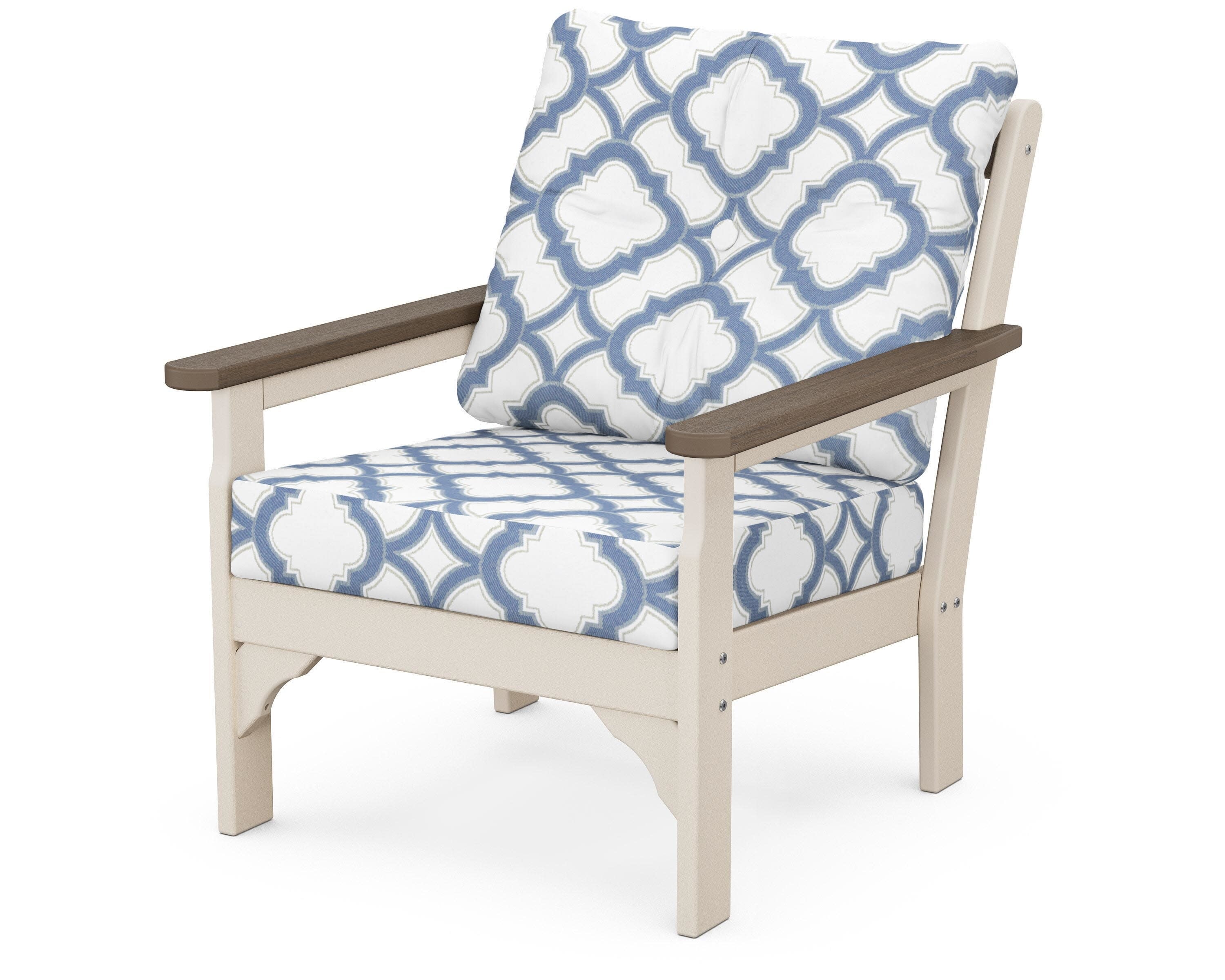 Vineyard Deep Seating Chair in Sand / Kona / Trellis Sky Blue