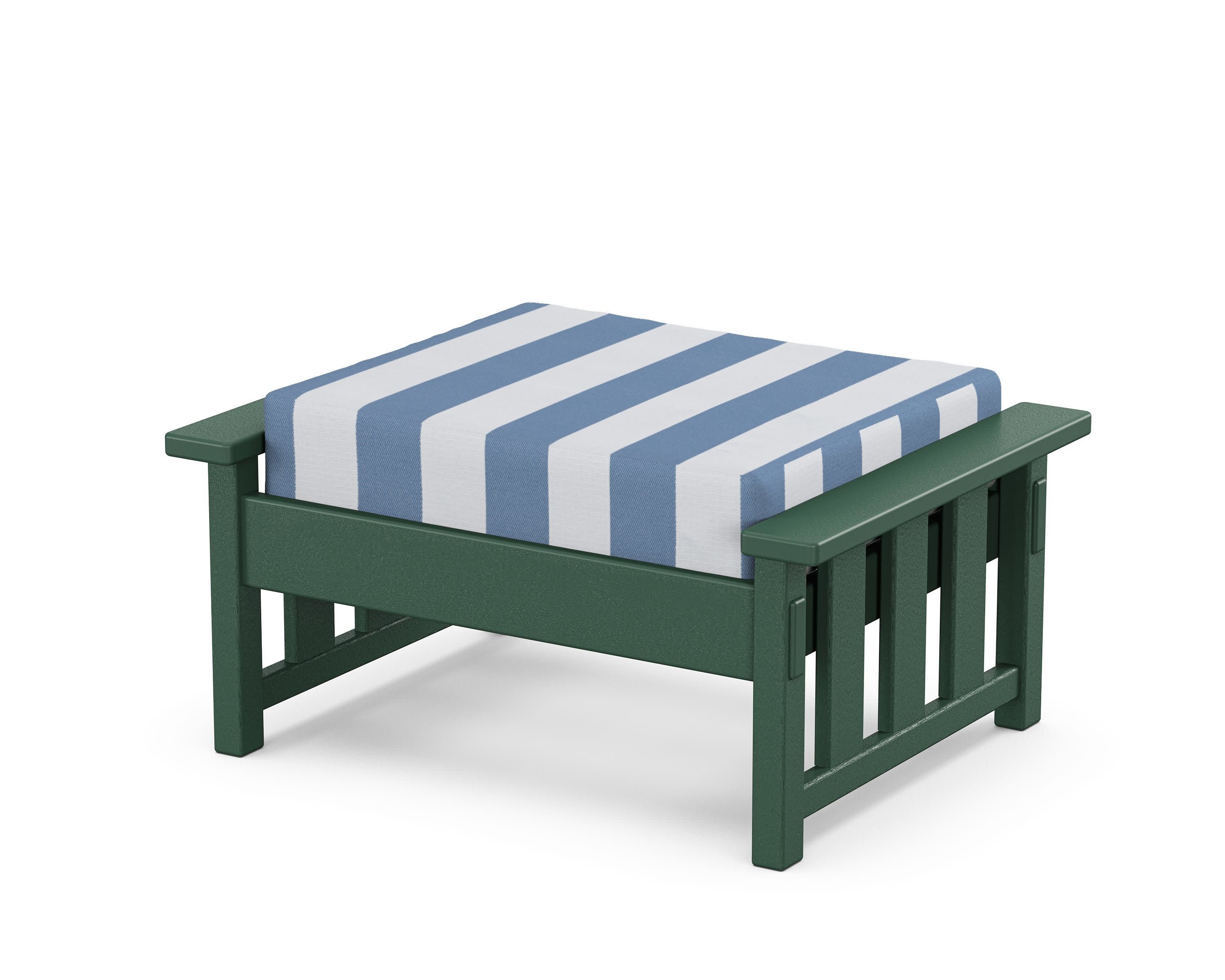 Acadia Deep Seating Ottoman in Green / Cabana Stripe Sky Blue
