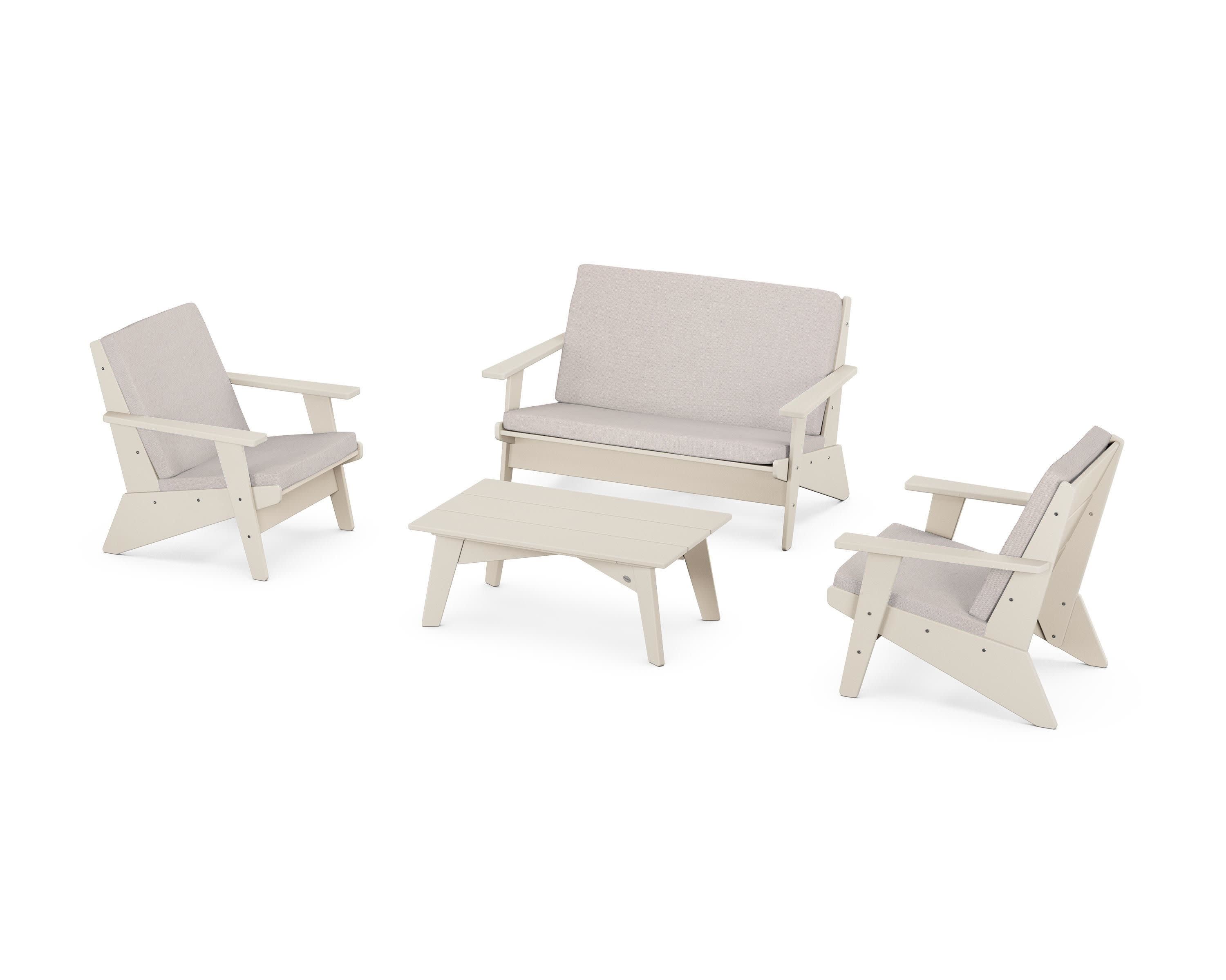 Riviera Modern Lounge 4-Piece Set in Sand / Dune Burlap