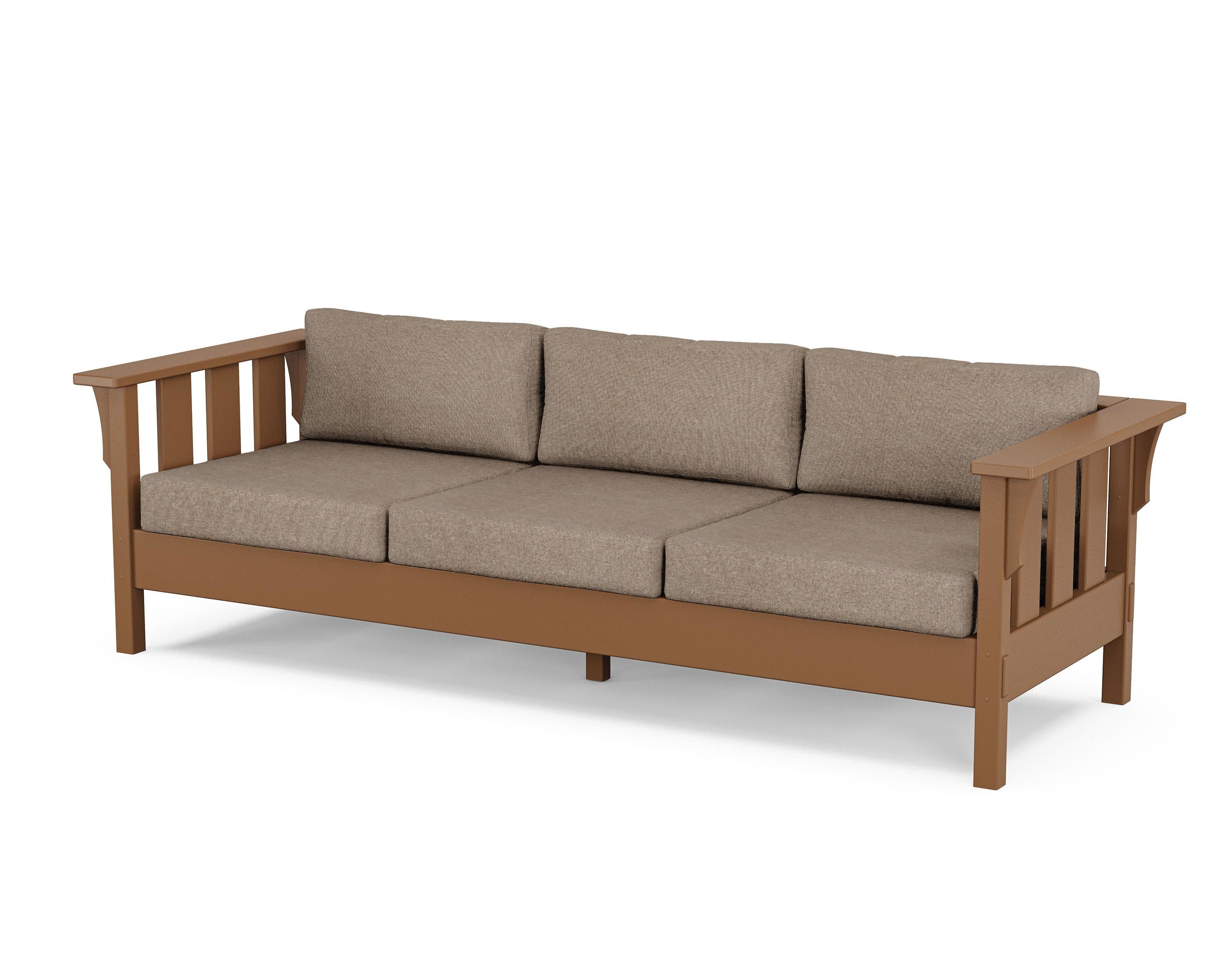 Acadia Deep Seating Sofa in Teak / Spiced Burlap