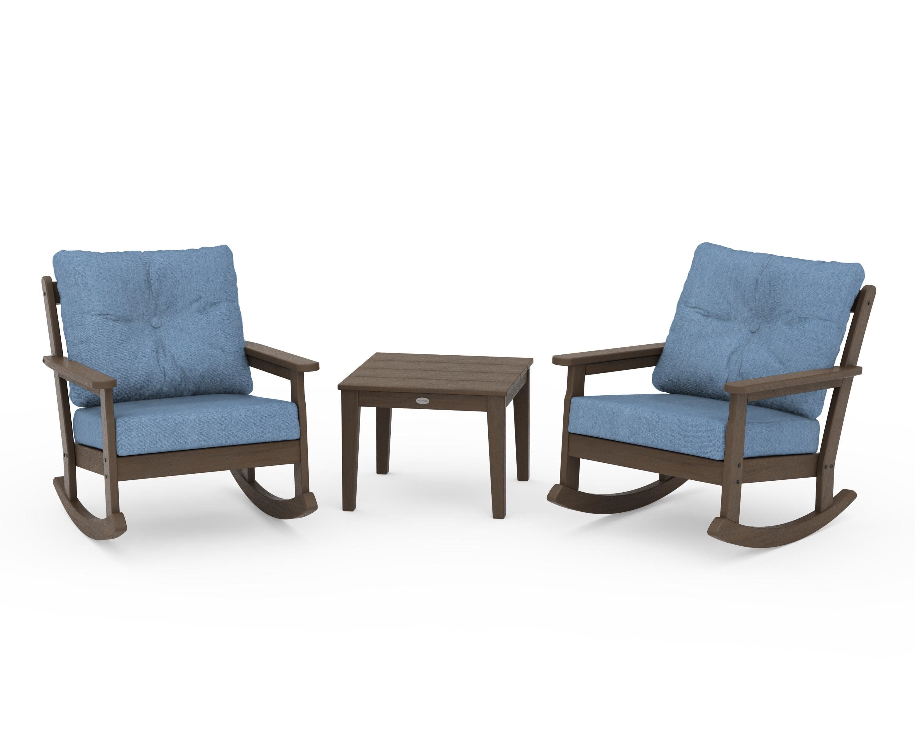 Vineyard 3-Piece Deep Seating Rocker Set in Kona / Sky Blue