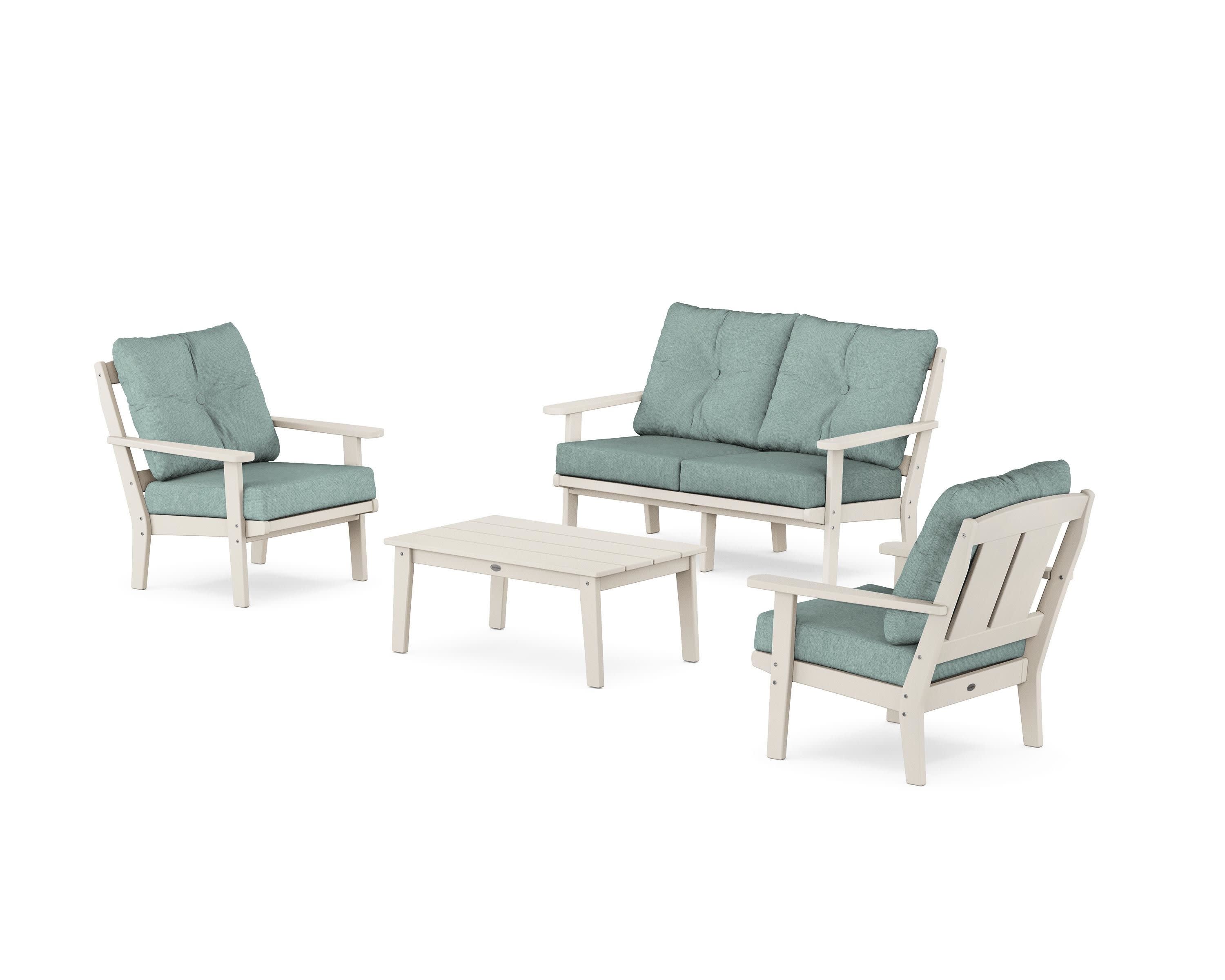 Mission 4-Piece Deep Seating Set with Loveseat in Sand / Glacier Spa